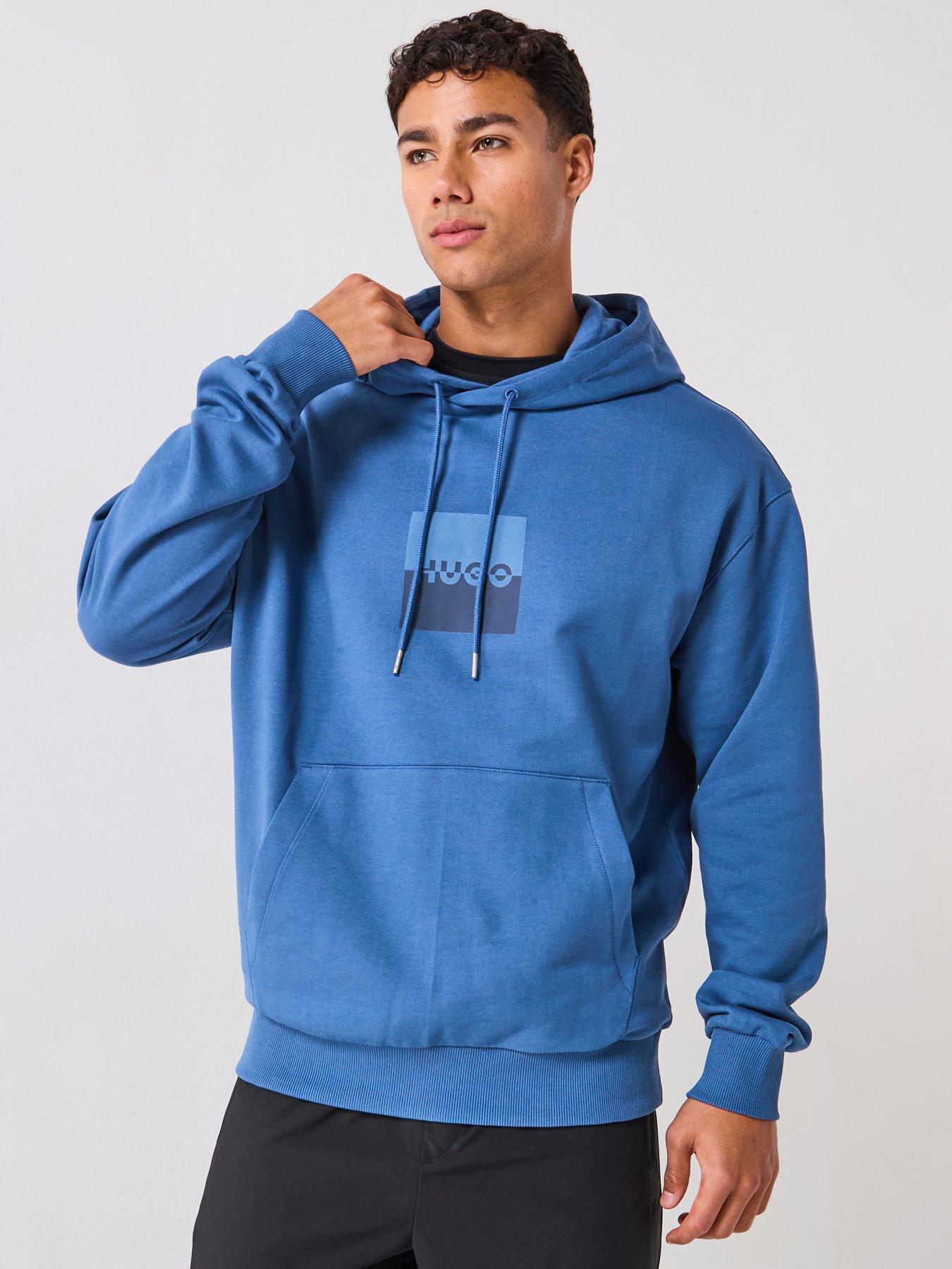 Image 1 of 6 of HUGO Relaxed Fit Duspliter Split Logo &nbsp;Crew Sweat - Blue