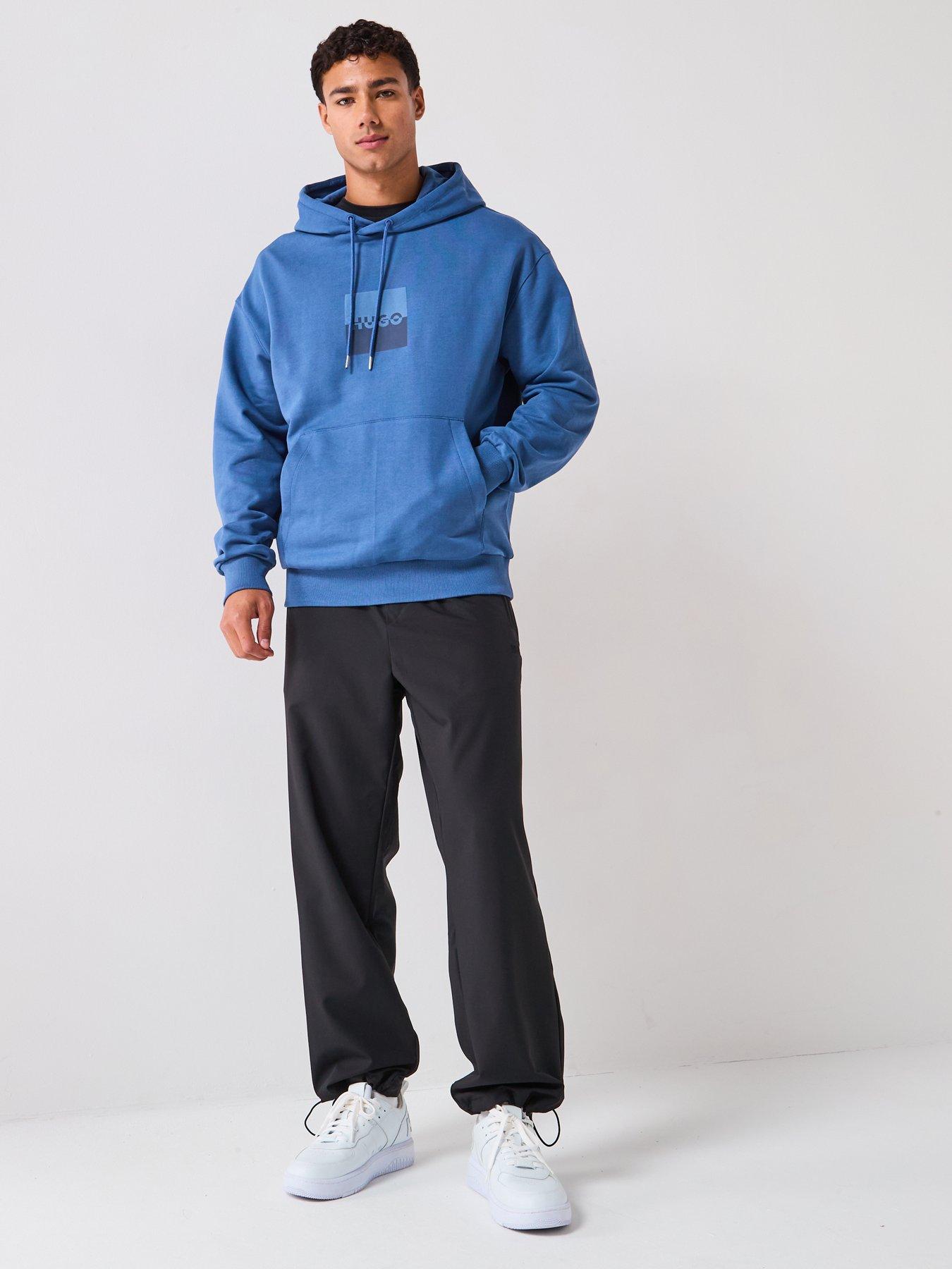 Image 3 of 6 of HUGO Relaxed Fit Duspliter Split Logo &nbsp;Crew Sweat - Blue