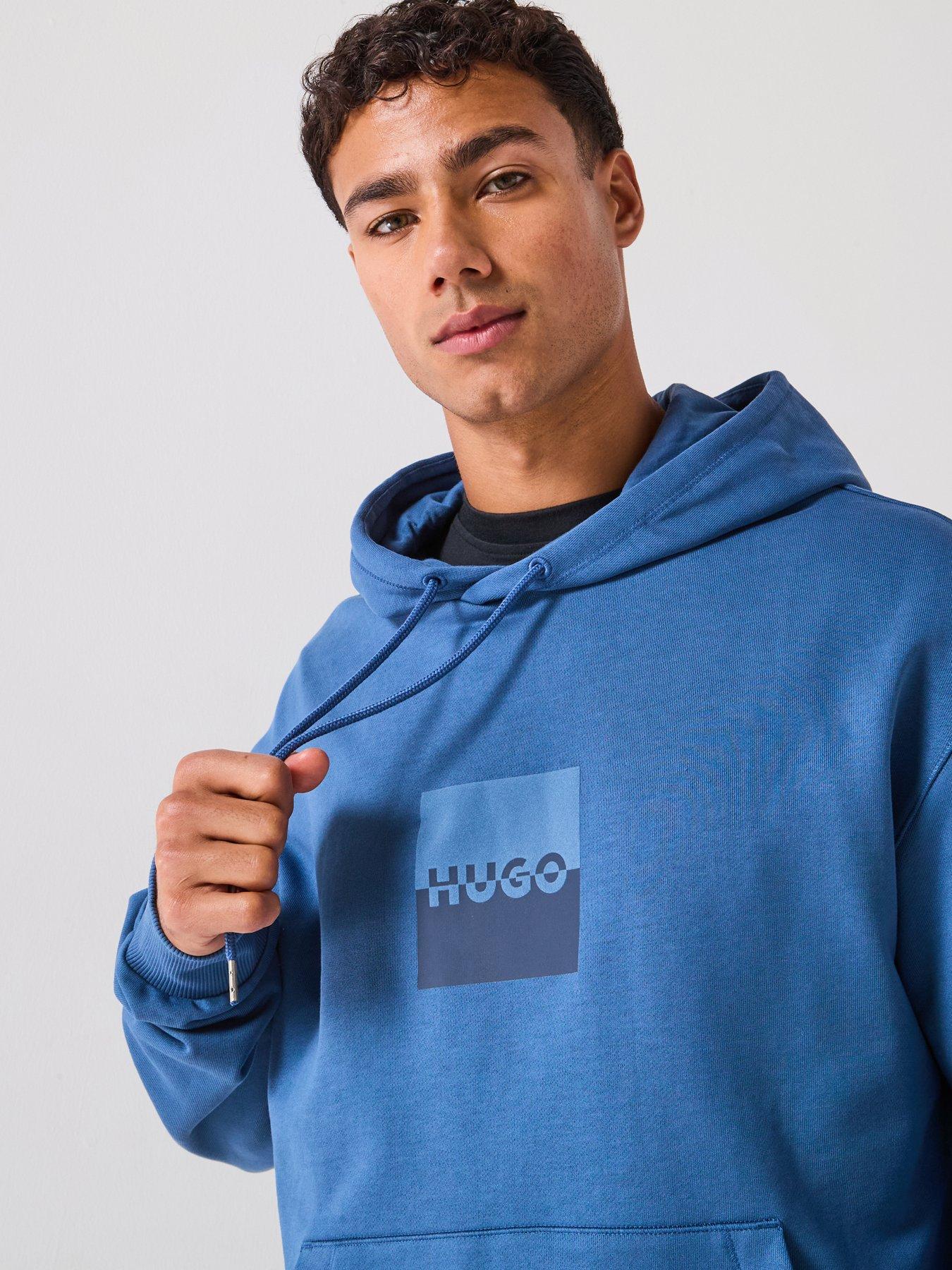 Image 4 of 6 of HUGO Relaxed Fit Duspliter Split Logo &nbsp;Crew Sweat - Blue