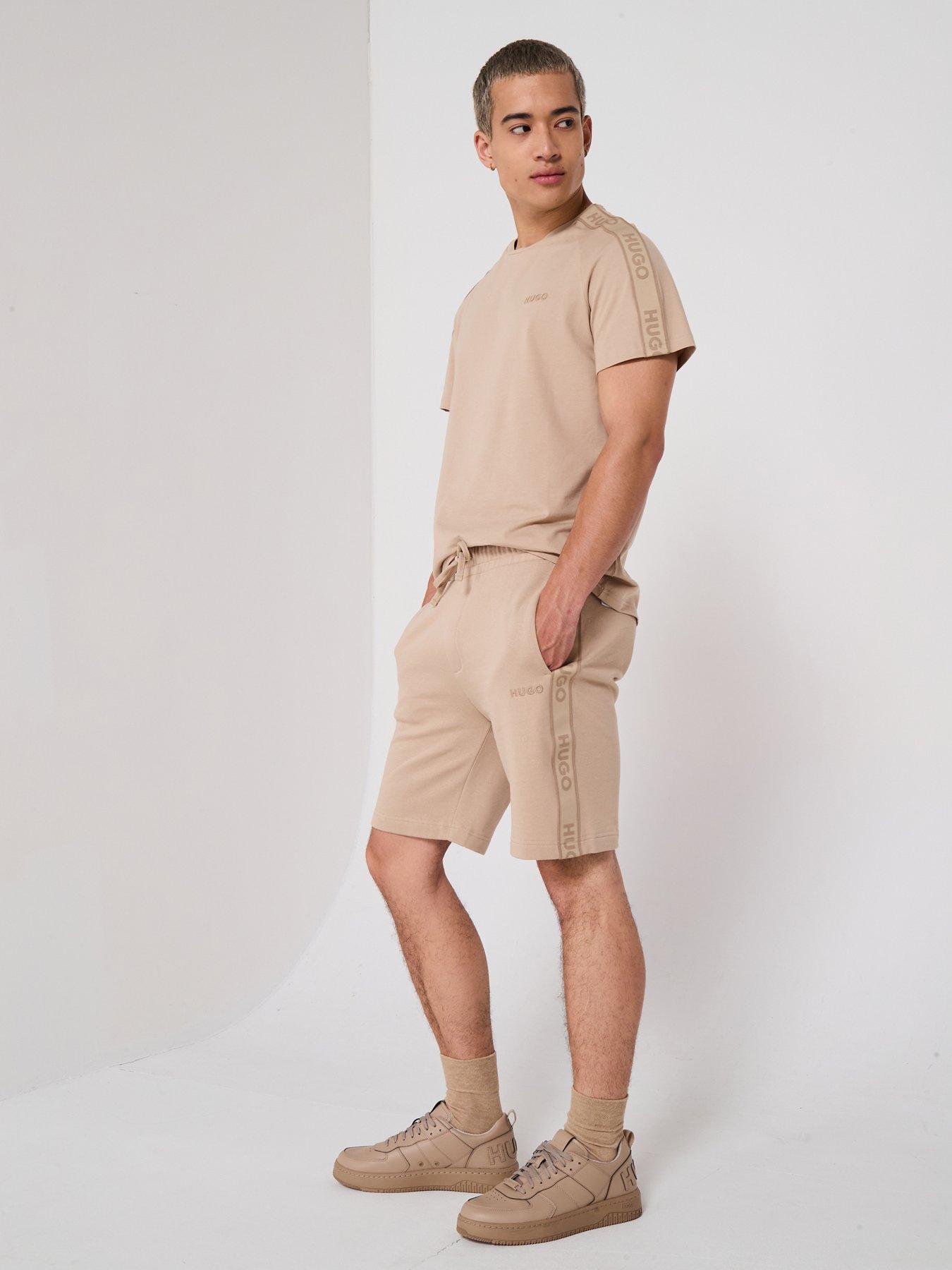 hugo-bodywear-liam-taped-loungewear-shorts-beigefront