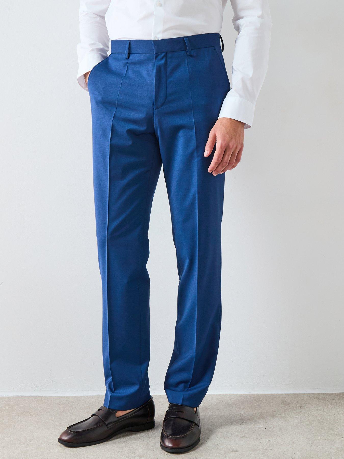 BOSS H-Leon Slim Fit Suit Trousers - Blue