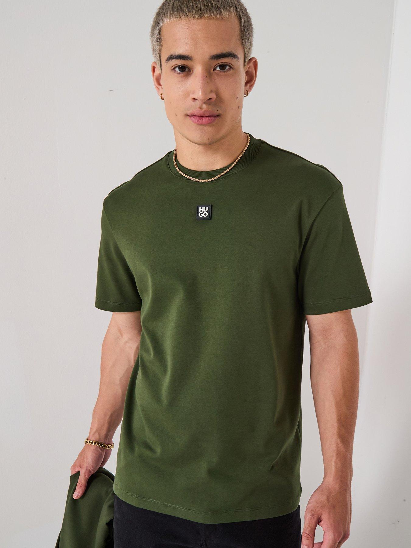 HUGO Dalile Regular Fit Centre Stacked Nikel Logo T-Shirt - Green