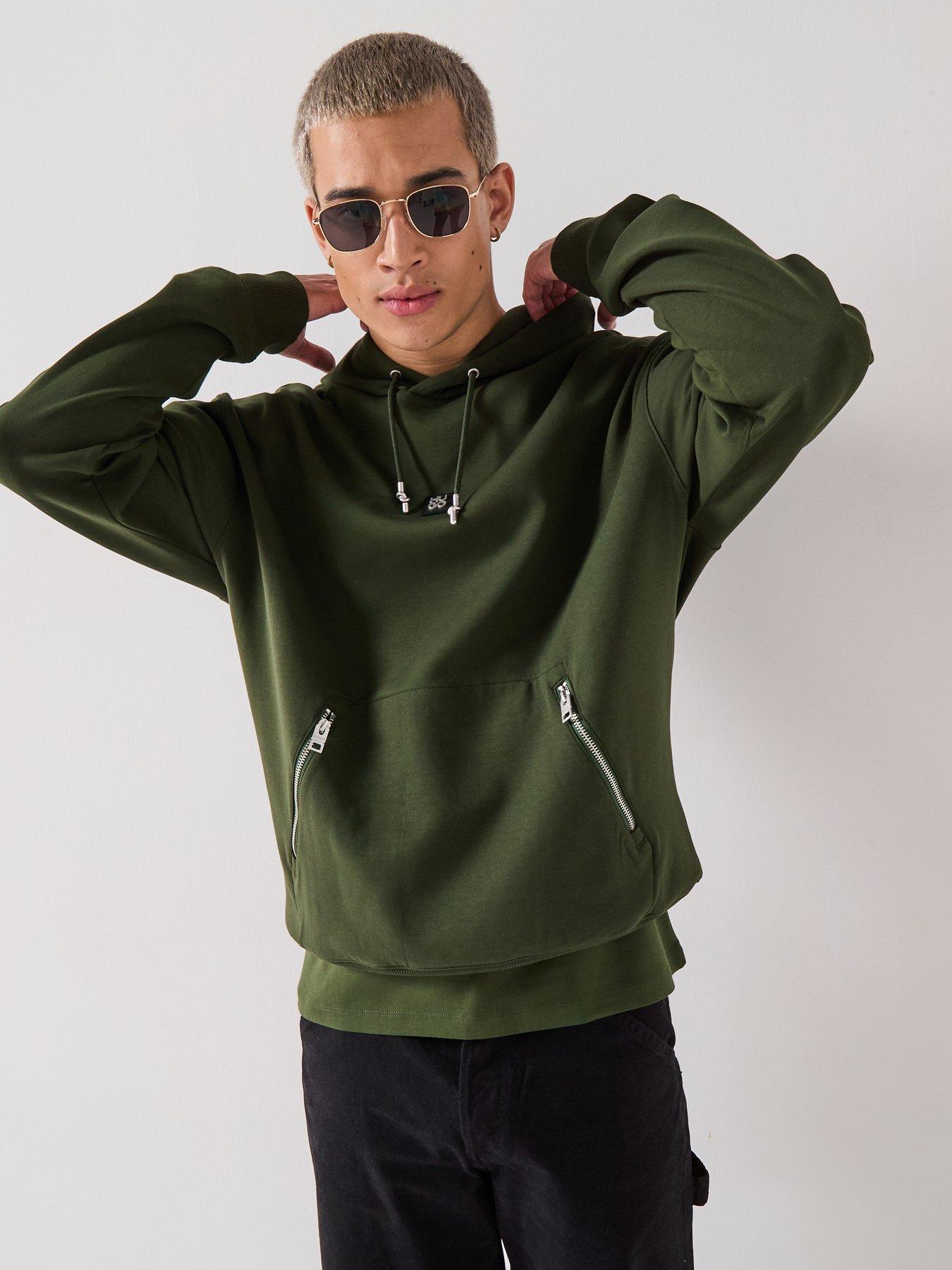undefined Relaxed Fit Dargenhood Stacked Logo Hoodie - Green