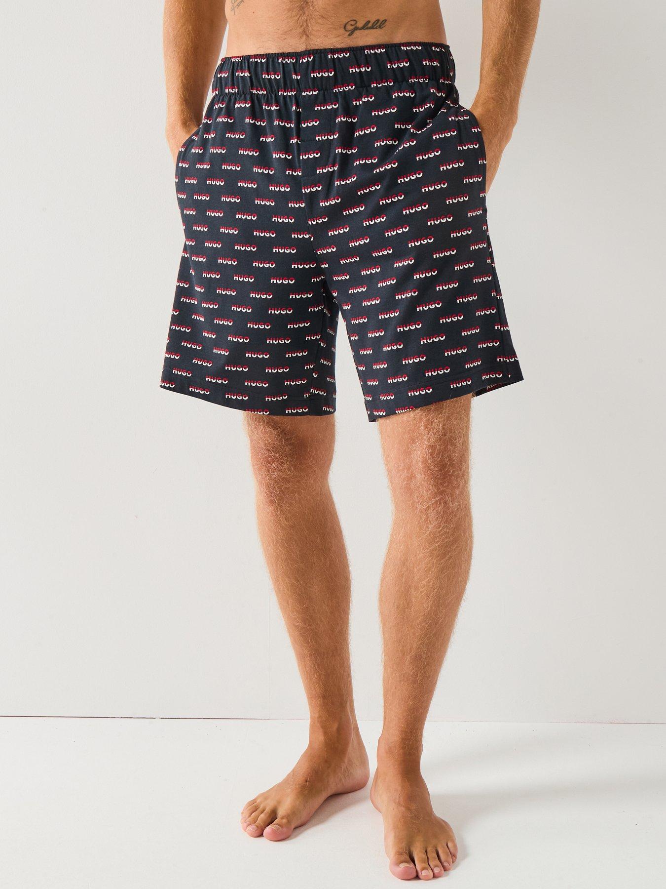 hugo-bodywear-split-all-over-logo-loungewear-shorts-black