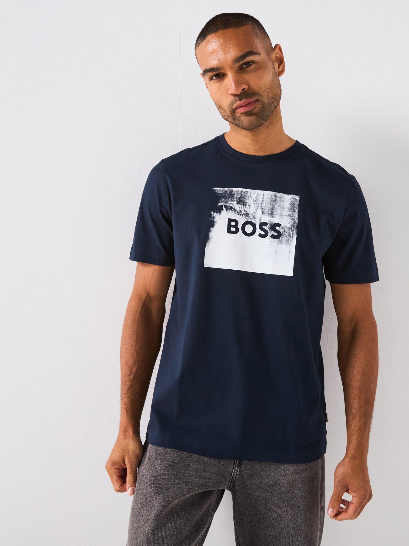 BOSS Wheel Regular Fit Box Logo T-Shirt - Navy