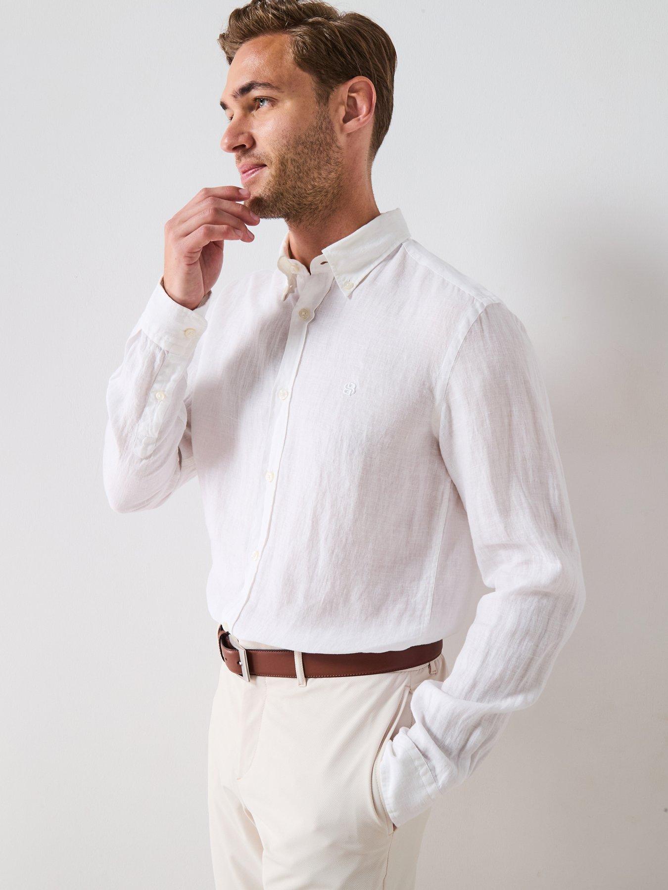 Image 5 of 6 of BOSS H-Roan Button Down Slim Fit Shirt - White