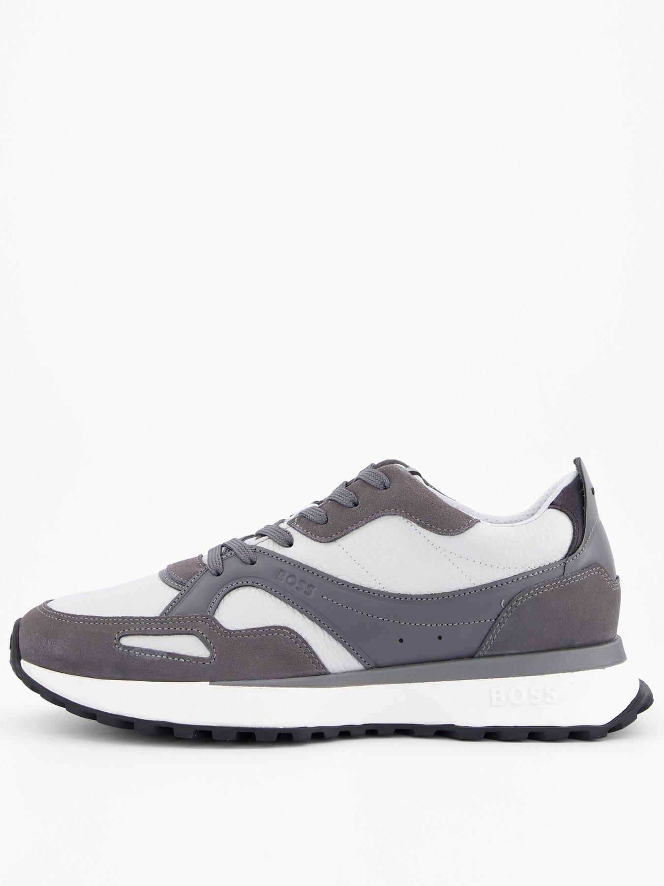 Image 1 of 7 of BOSS Jonah Suede And Leather Mix Trainers - Grey