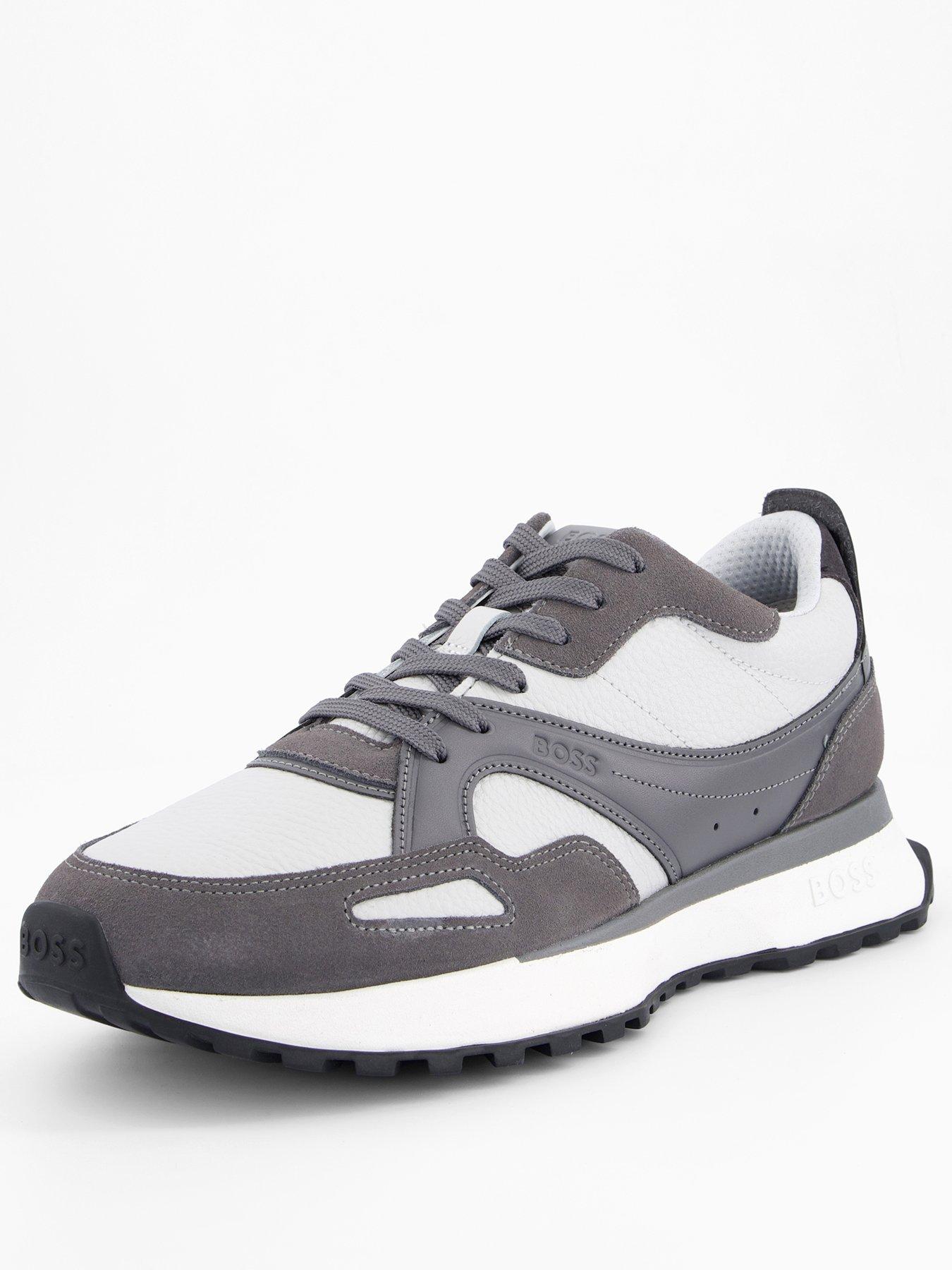 Image 2 of 7 of BOSS Jonah Suede And Leather Mix Trainers - Grey