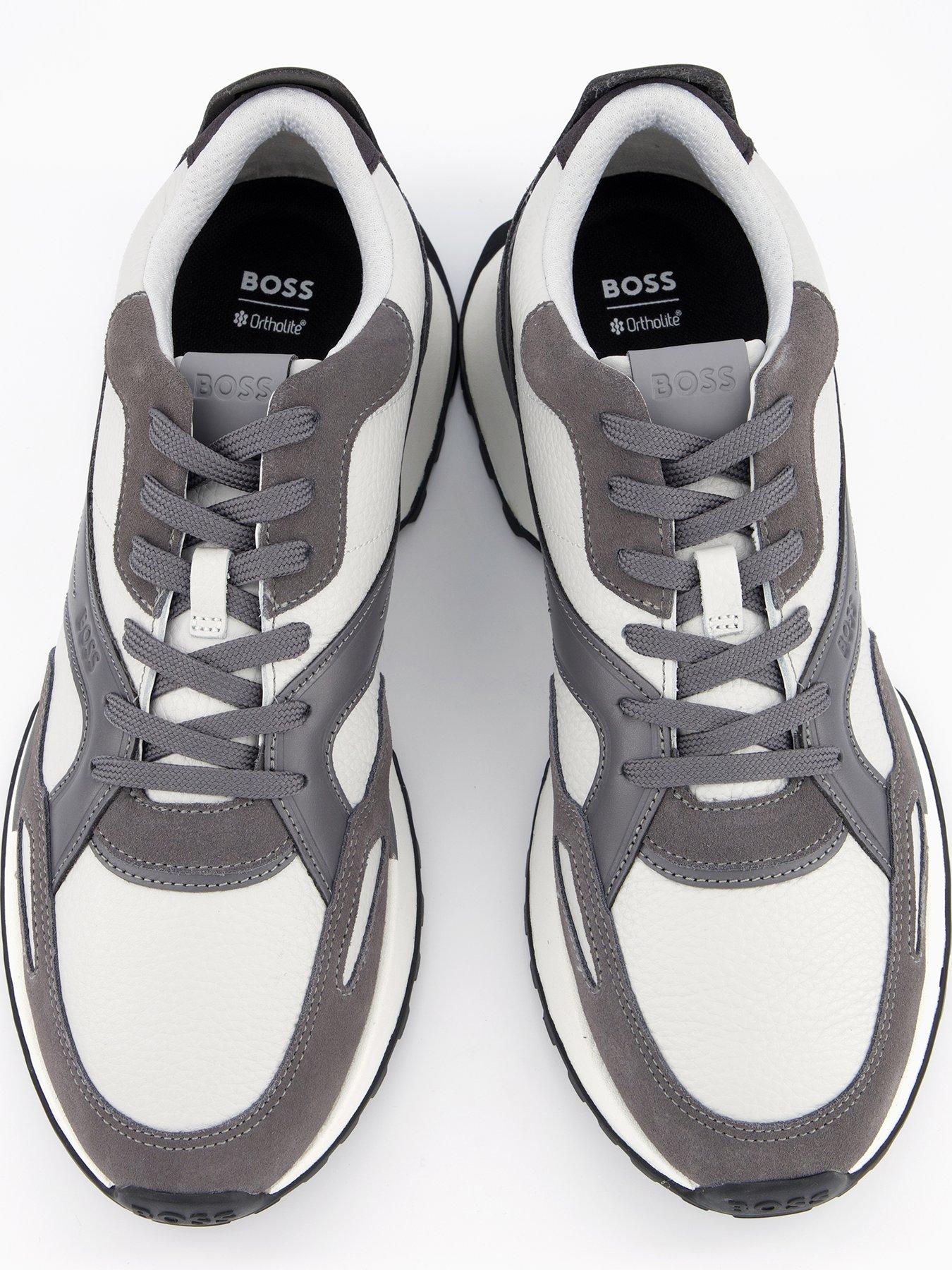 Image 3 of 7 of BOSS Jonah Suede And Leather Mix Trainers - Grey