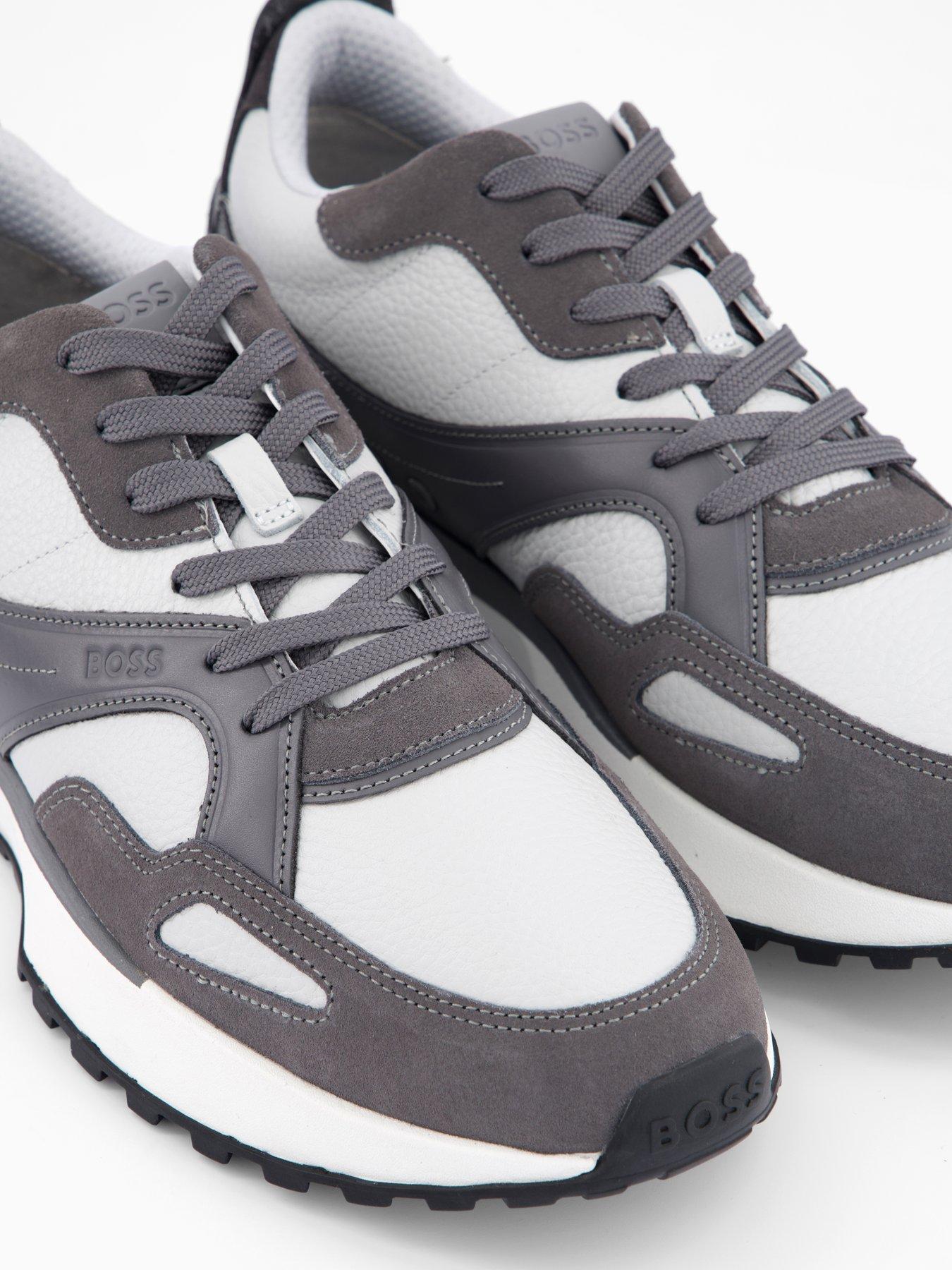 Image 5 of 7 of BOSS Jonah Suede And Leather Mix Trainers - Grey