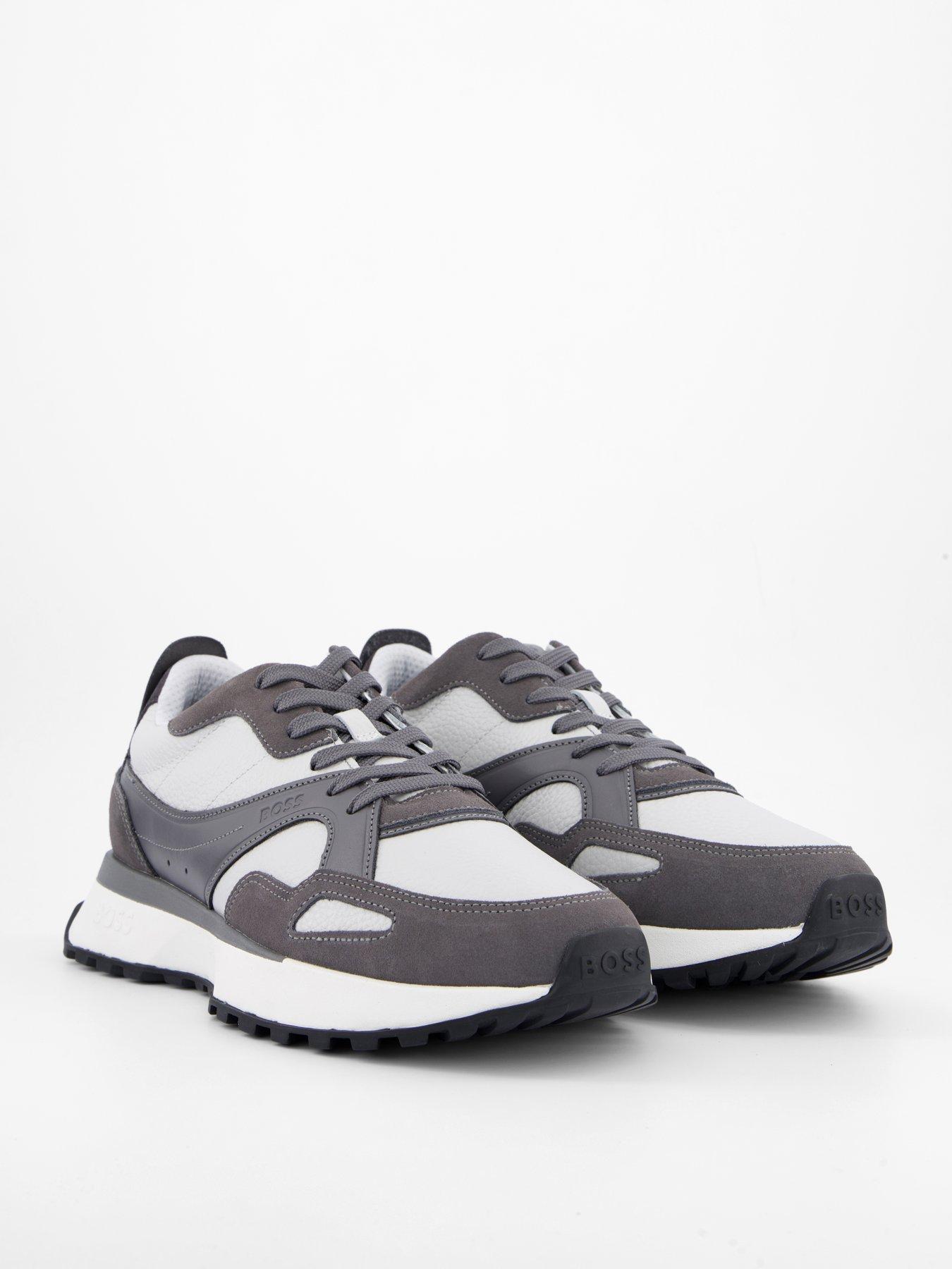 Image 6 of 7 of BOSS Jonah Suede And Leather Mix Trainers - Grey