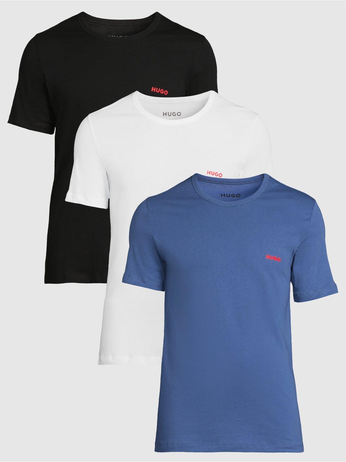 Image 1 of 6 of HUGO Bodywear Regular Fit 3 Pack T-Shirt - Assorted