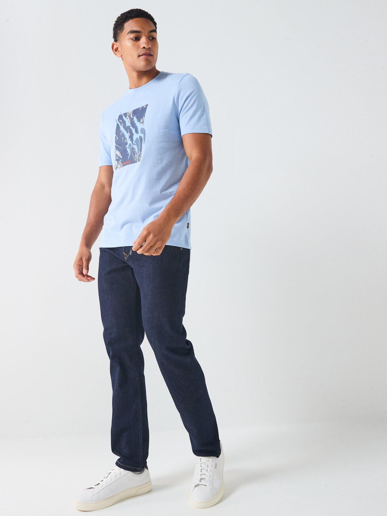 Image 3 of 5 of BOSS Animali Regular Fit Scratch Graphic T-Shirt - Light Blue