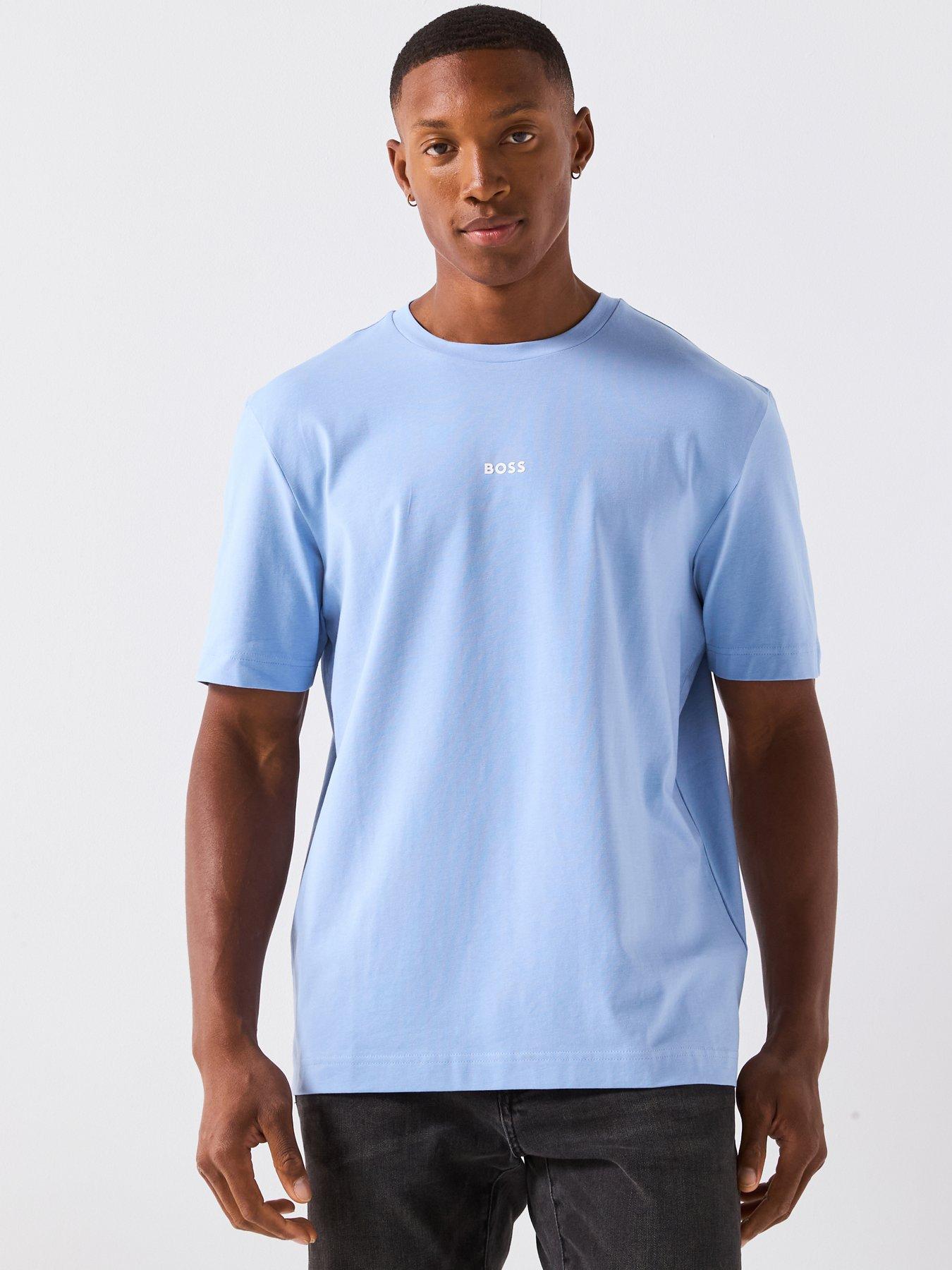 Image 1 of 6 of BOSS Tchup Relaxed Fit Centre Logo T-Shirt - Light Blue