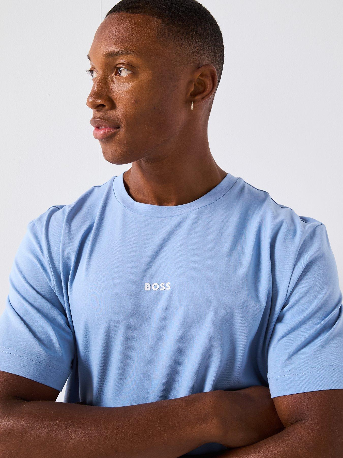 Image 4 of 6 of BOSS Tchup Relaxed Fit Centre Logo T-Shirt - Light Blue