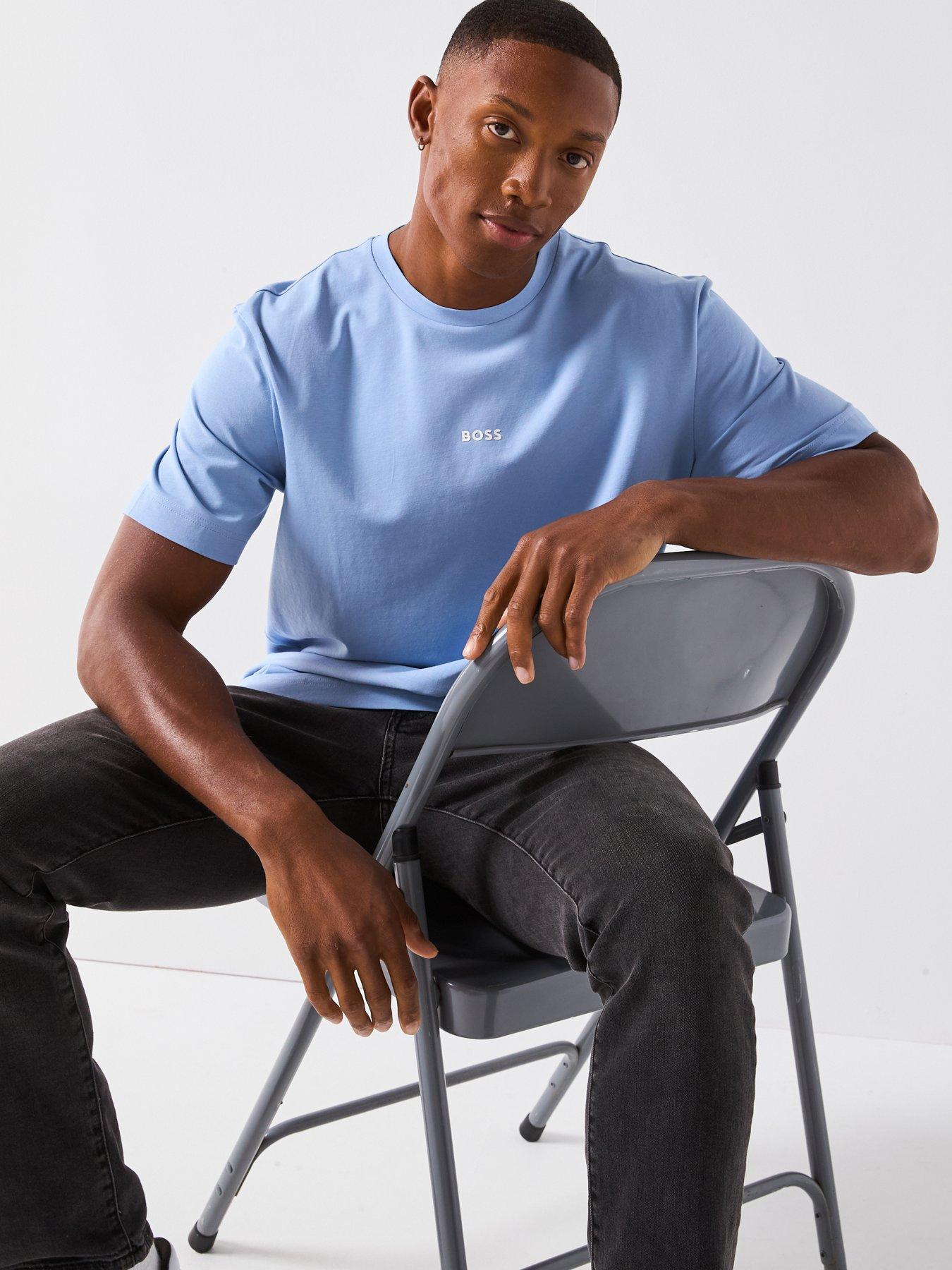 Image 6 of 6 of BOSS Tchup Relaxed Fit Centre Logo T-Shirt - Light Blue
