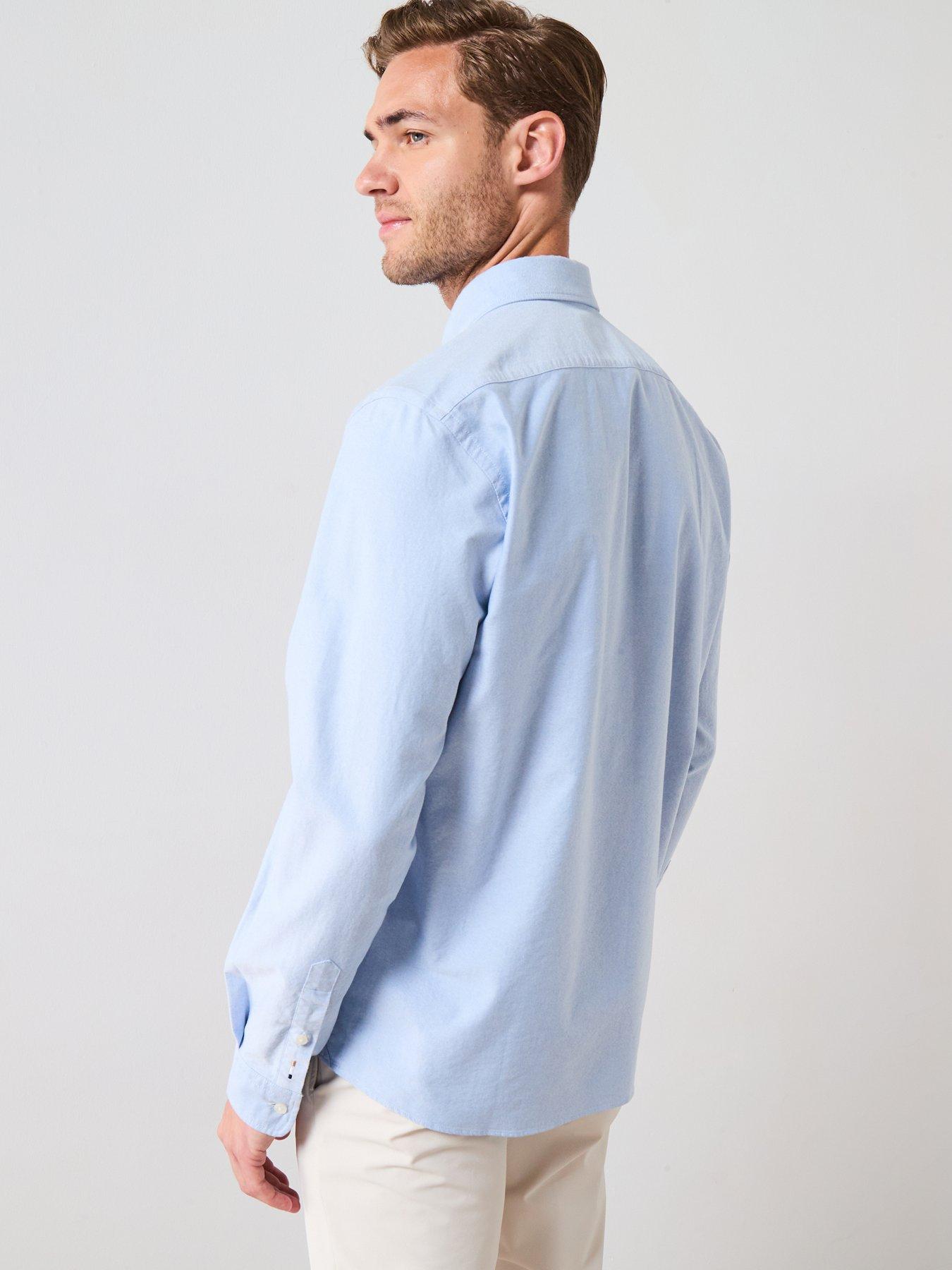 Image 2 of 6 of BOSS H-Liam Plain Regular Fit Oxford Shirt - Light Blue