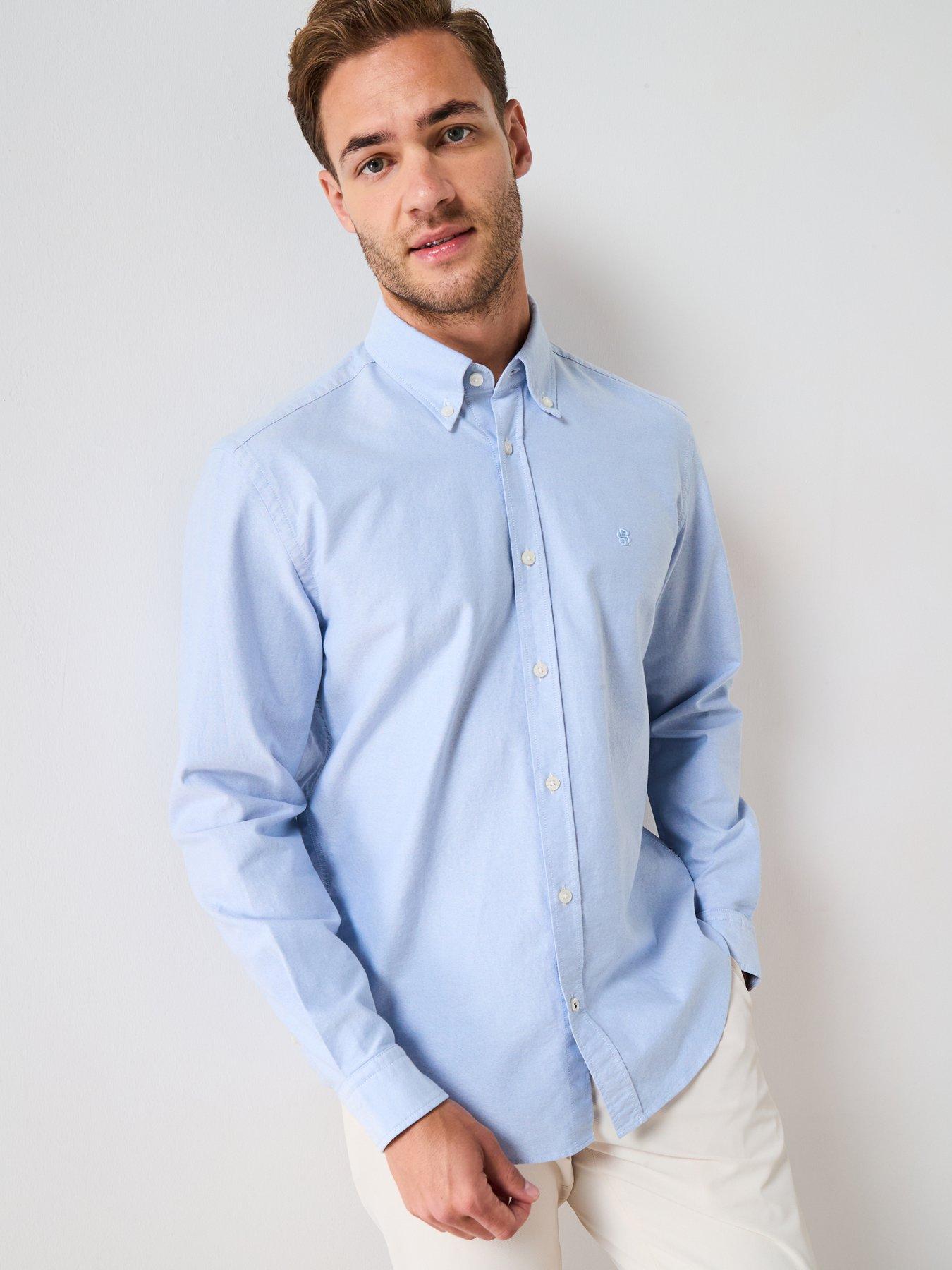 Image 4 of 6 of BOSS H-Liam Plain Regular Fit Oxford Shirt - Light Blue