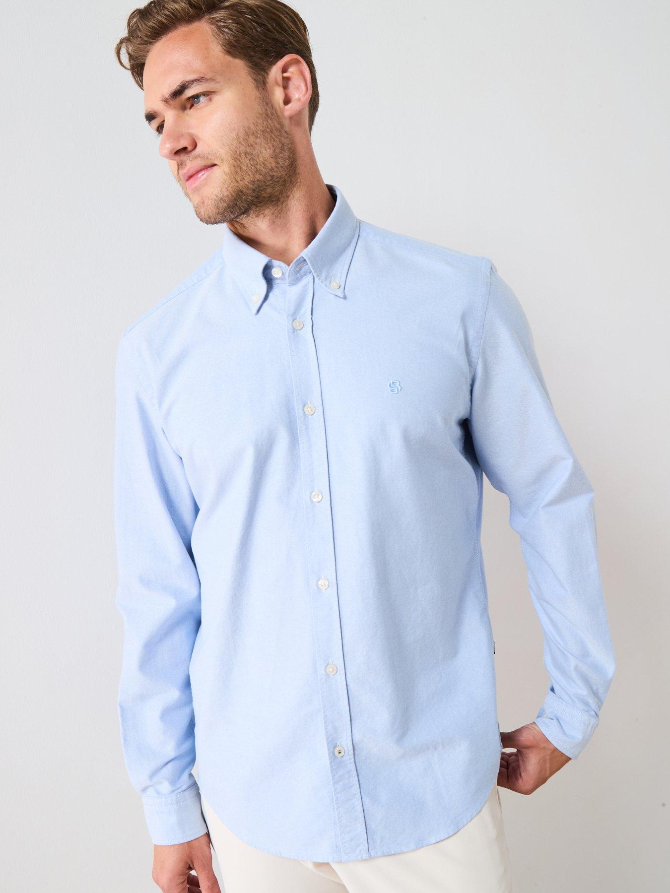 Image 5 of 6 of BOSS H-Liam Plain Regular Fit Oxford Shirt - Light Blue