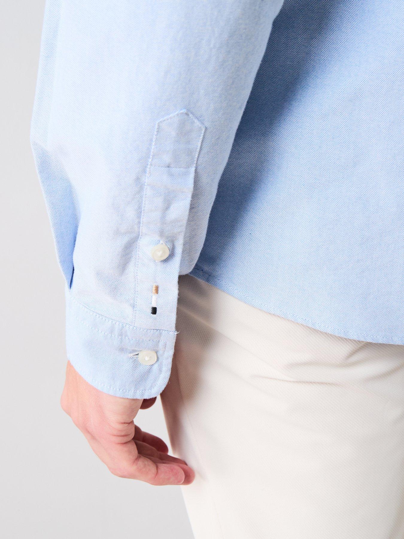Image 6 of 6 of BOSS H-Liam Plain Regular Fit Oxford Shirt - Light Blue