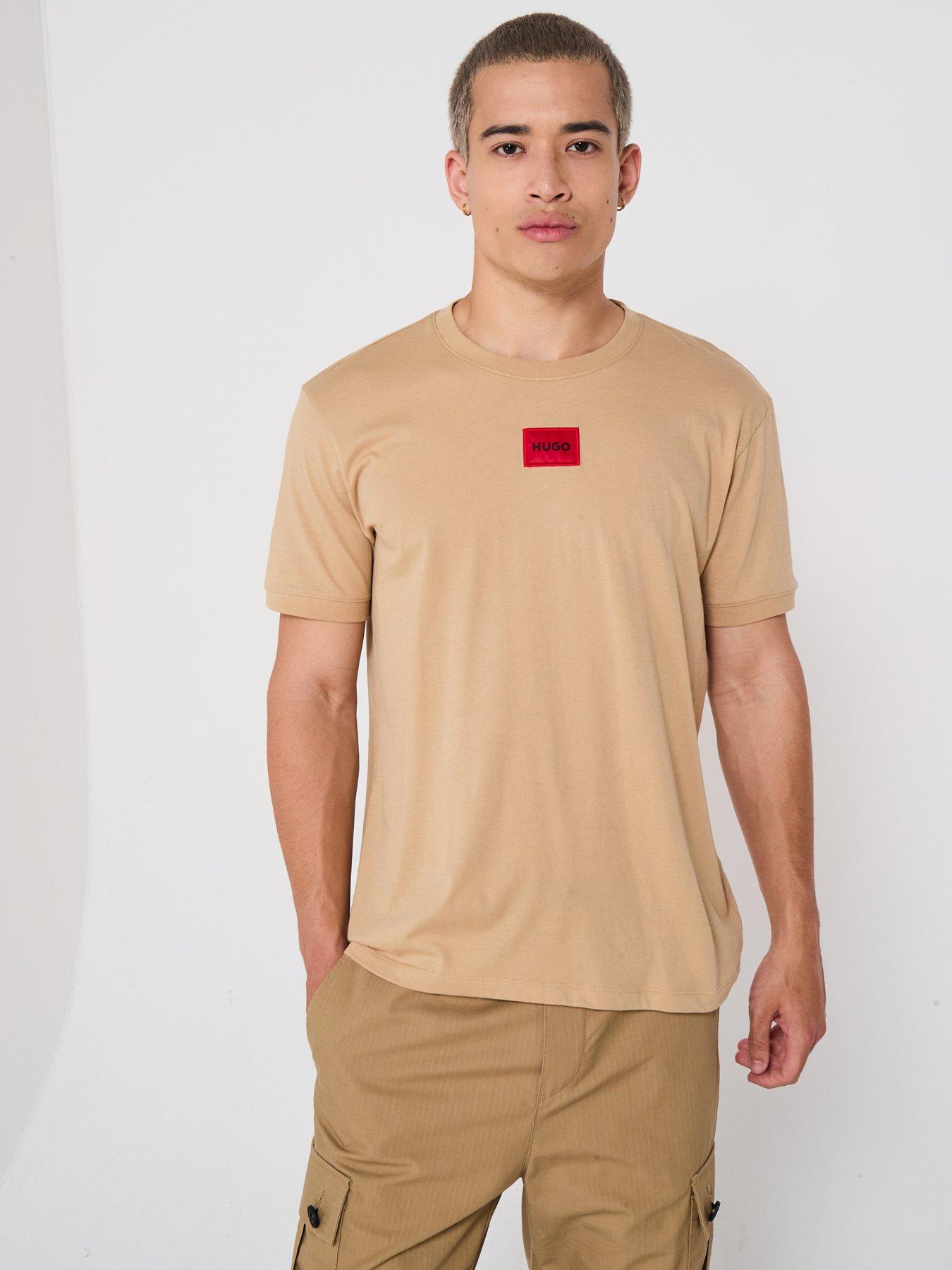 Image 1 of 5 of HUGO Diragolino212 Regular Fit Centre Patch Logo T-Shirt - Beige