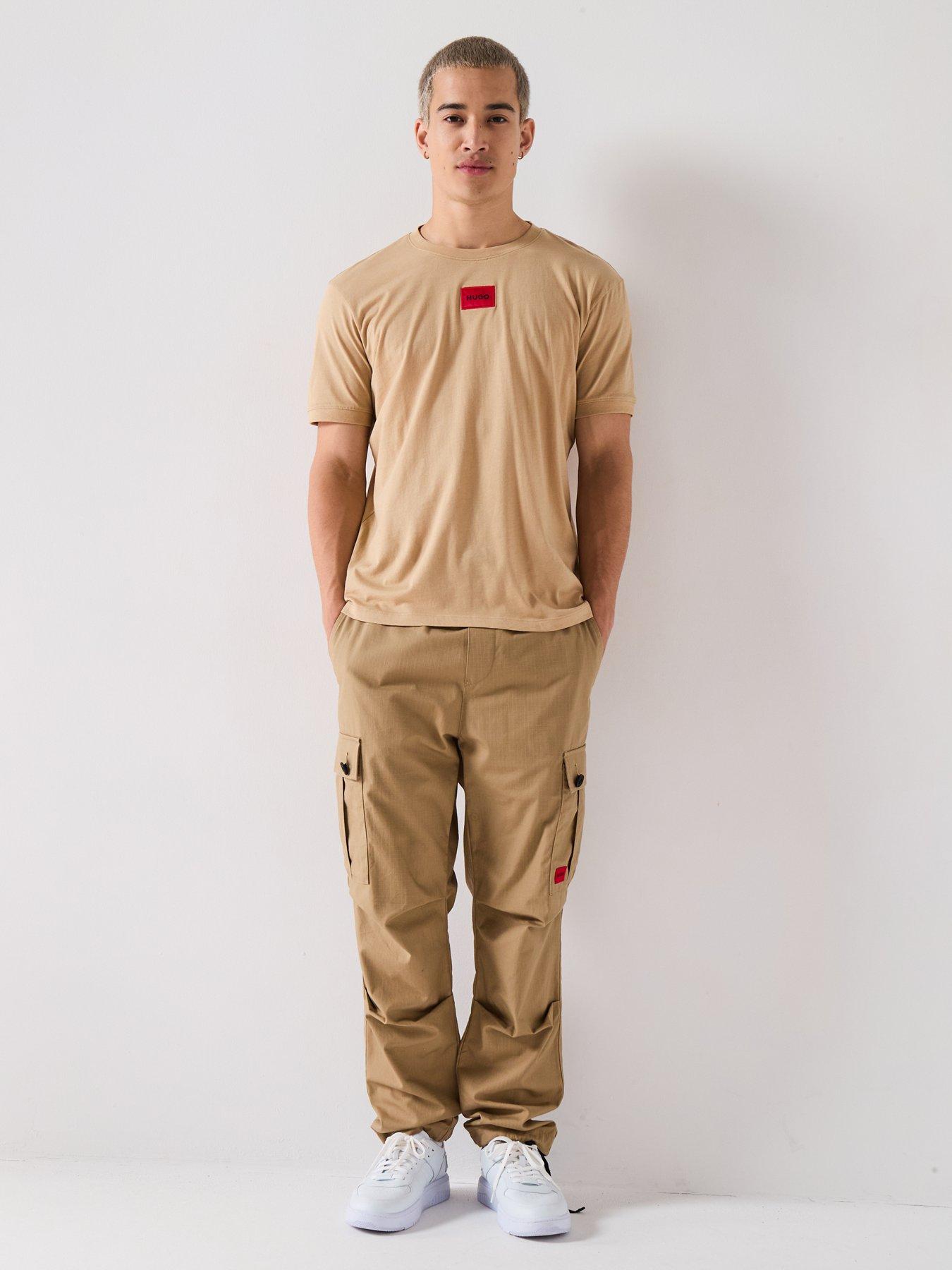 Image 3 of 5 of HUGO Diragolino212 Regular Fit Centre Patch Logo T-Shirt - Beige