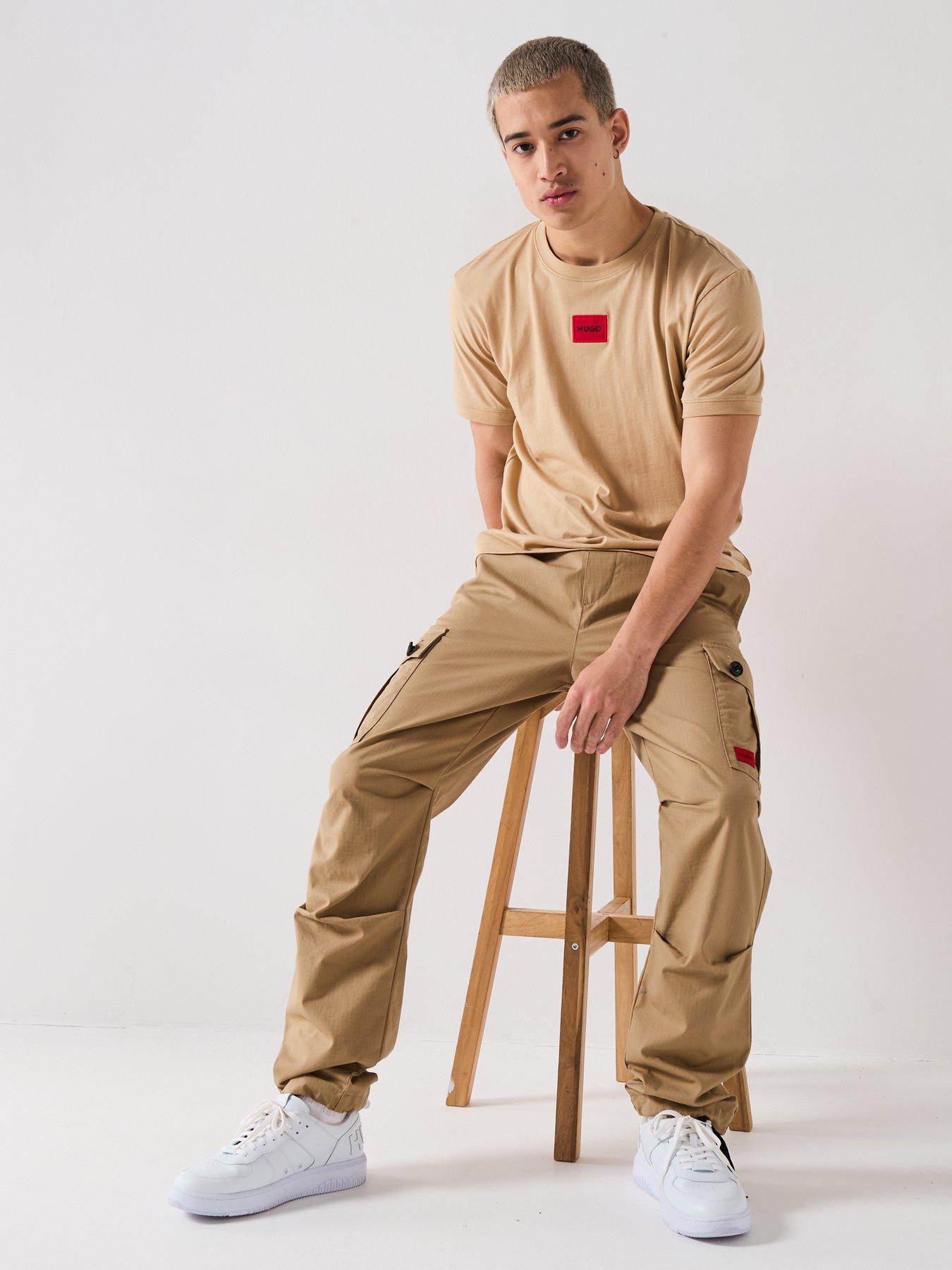 Image 5 of 5 of HUGO Diragolino212 Regular Fit Centre Patch Logo T-Shirt - Beige