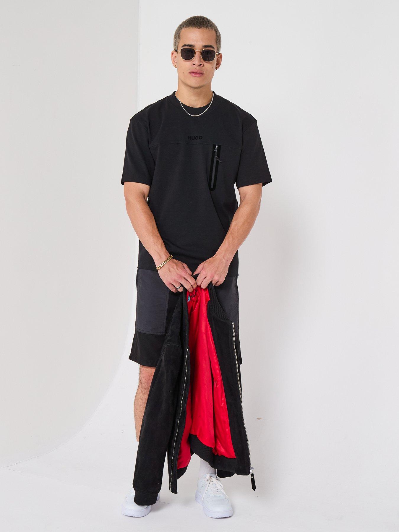 Image 3 of 6 of HUGO Relaxed Fit Dubi Tech T-Shirt - Black