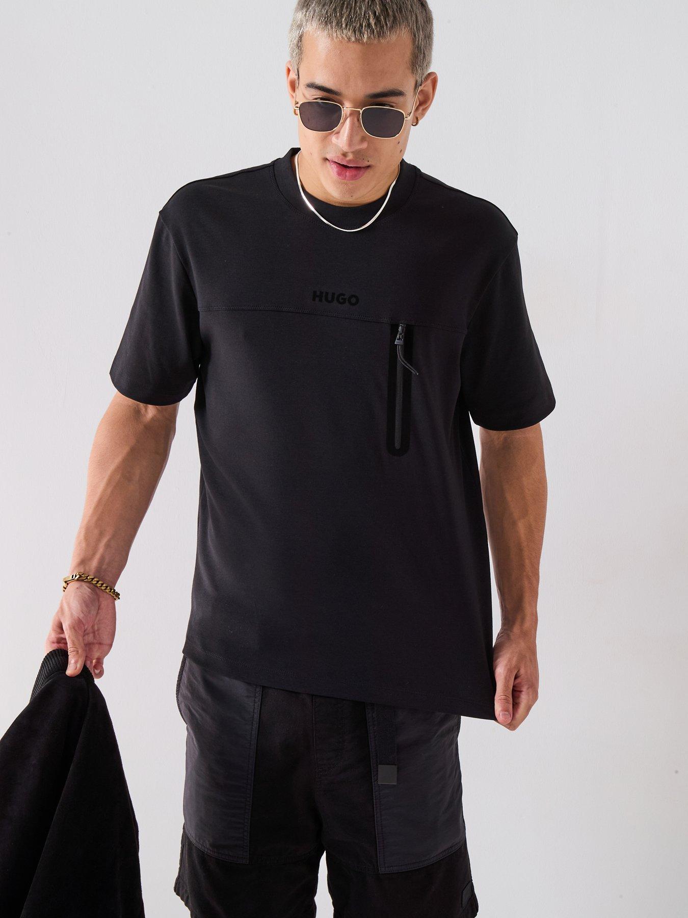Image 4 of 6 of HUGO Relaxed Fit Dubi Tech T-Shirt - Black