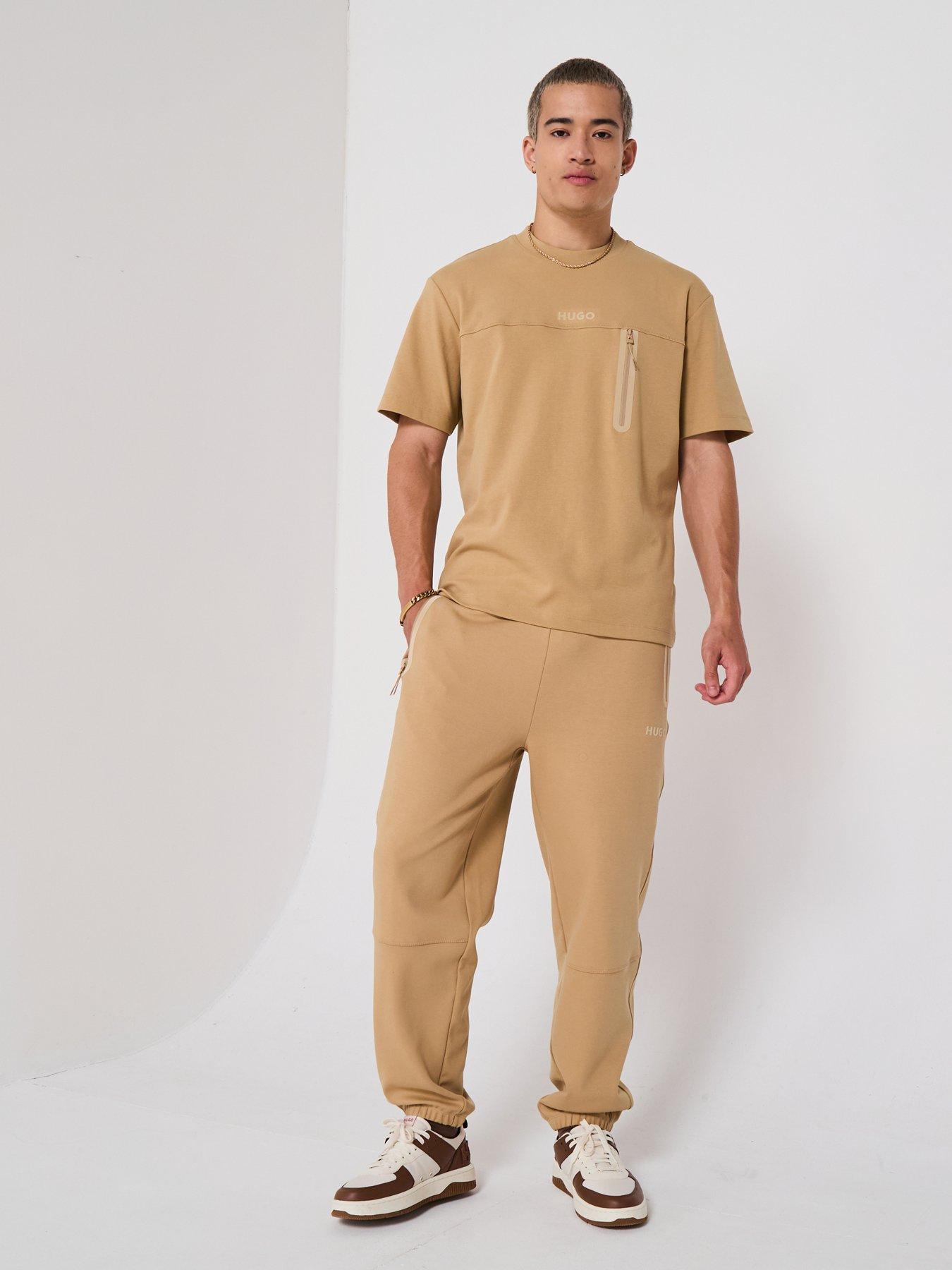 Image 3 of 6 of HUGO Relaxed Fit Dubrosi Tech Joggers - Beige