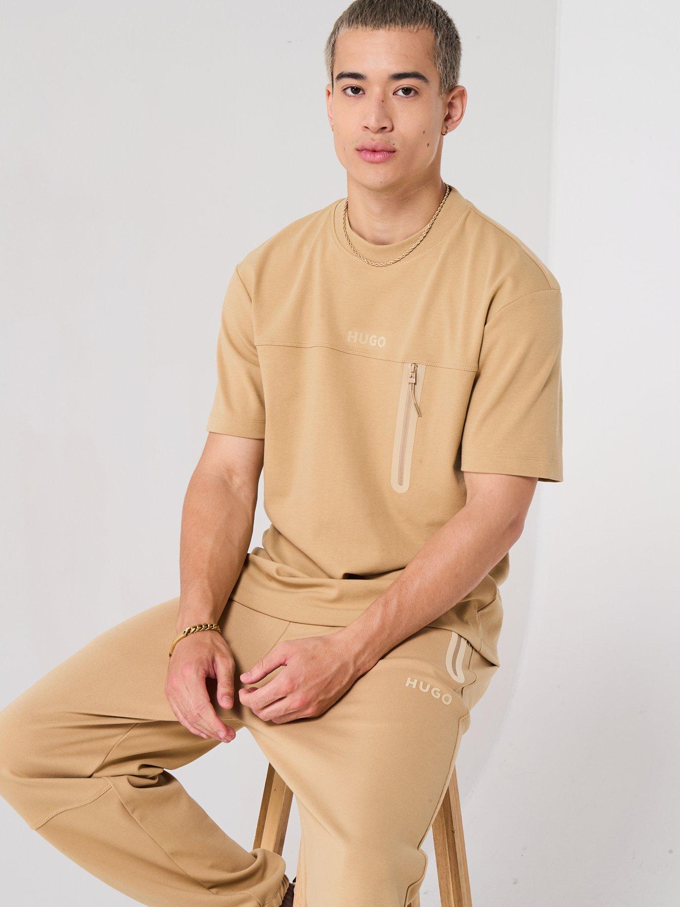 Image 4 of 6 of HUGO Relaxed Fit Dubrosi Tech Joggers - Beige