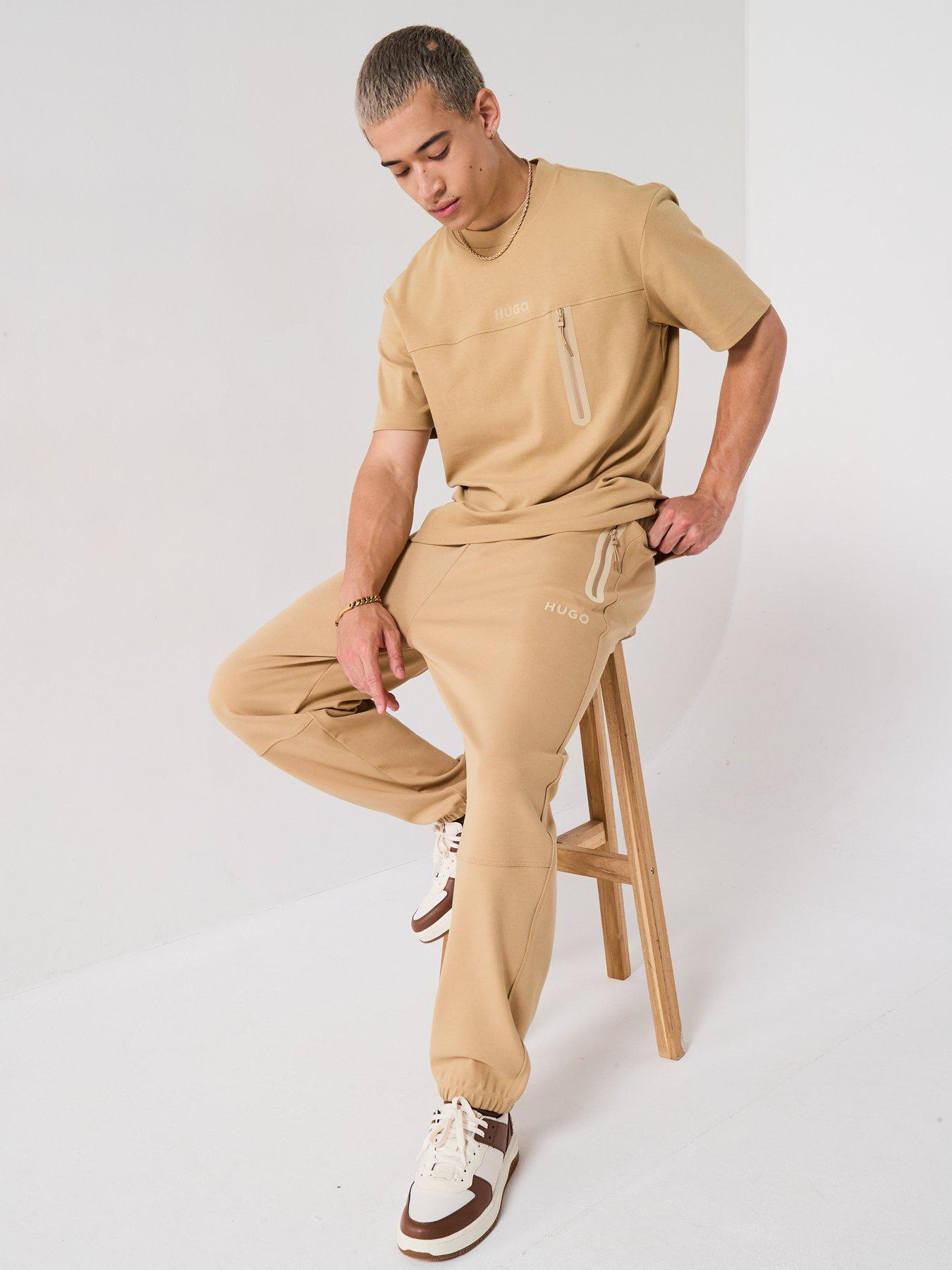 Image 6 of 6 of HUGO Relaxed Fit Dubrosi Tech Joggers - Beige
