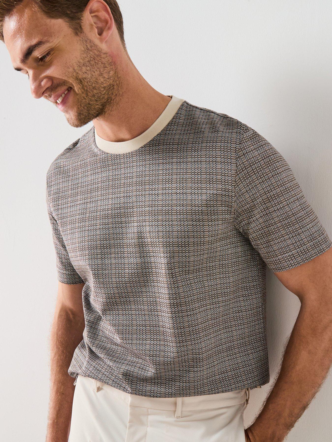 boss-mercerised-grid-print-short-sleeve-t-shirt-multifront