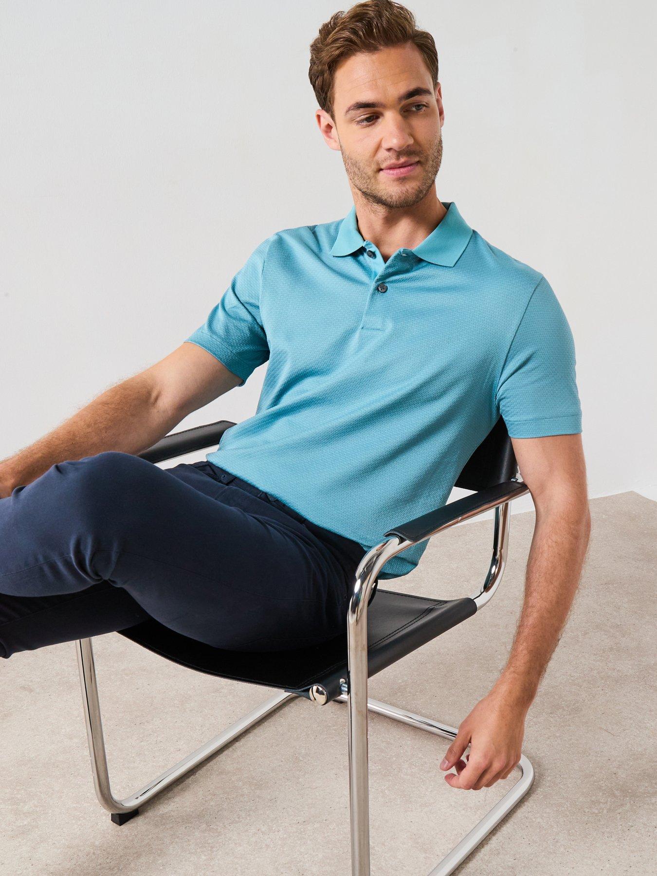 undefined C-Parlay 212 Regular Fit Mercerised Textured Polo Shirt - Light Blue