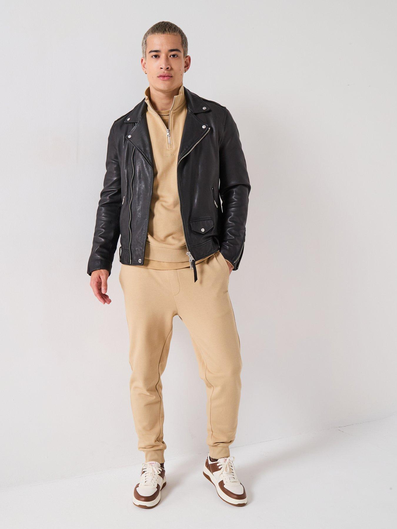 Image 3 of 6 of HUGO Durty244 Relaxed Fit 1/4 Zip Sweatshirt - Beige