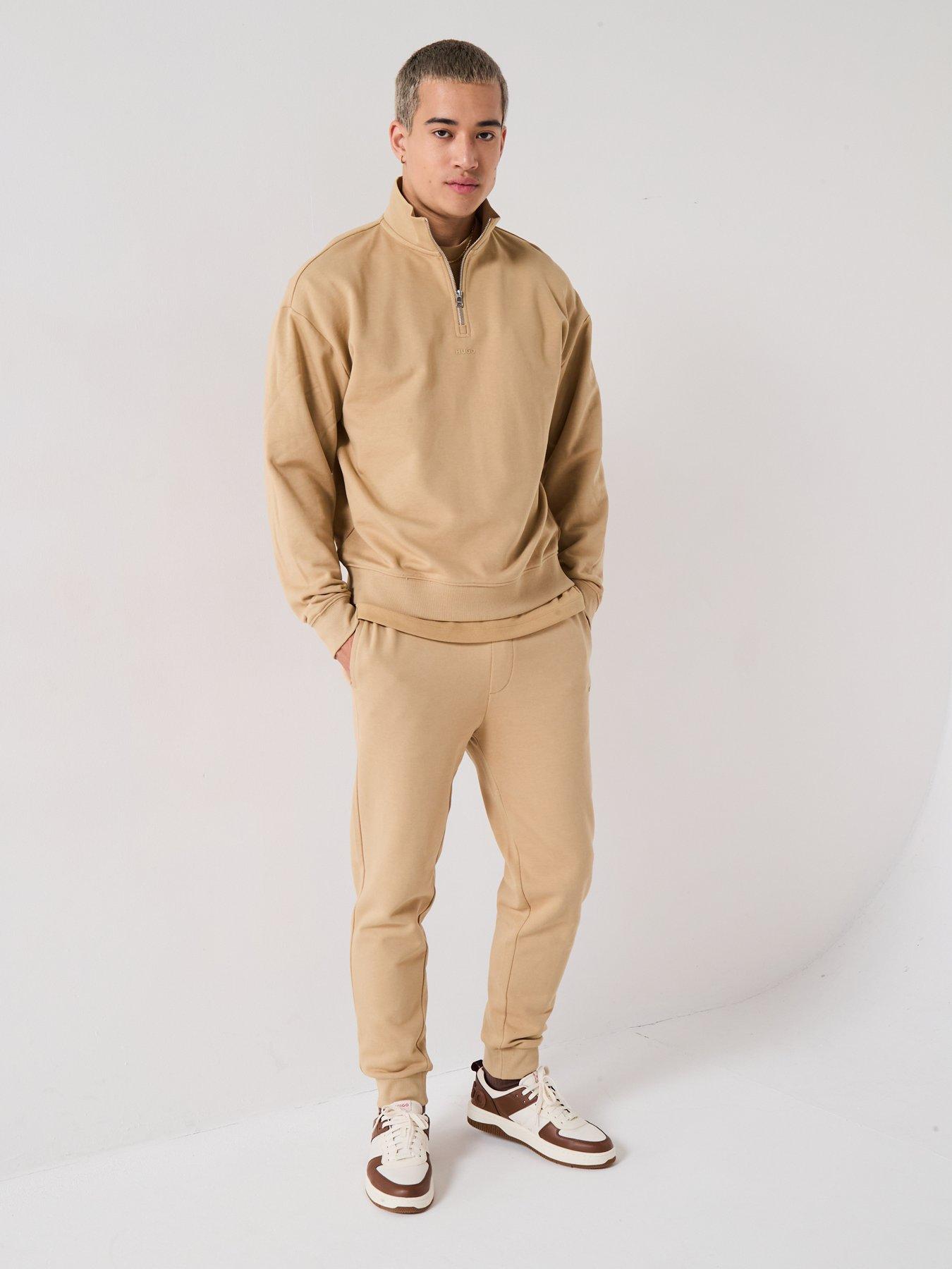 Image 5 of 6 of HUGO Durty244 Relaxed Fit 1/4 Zip Sweatshirt - Beige
