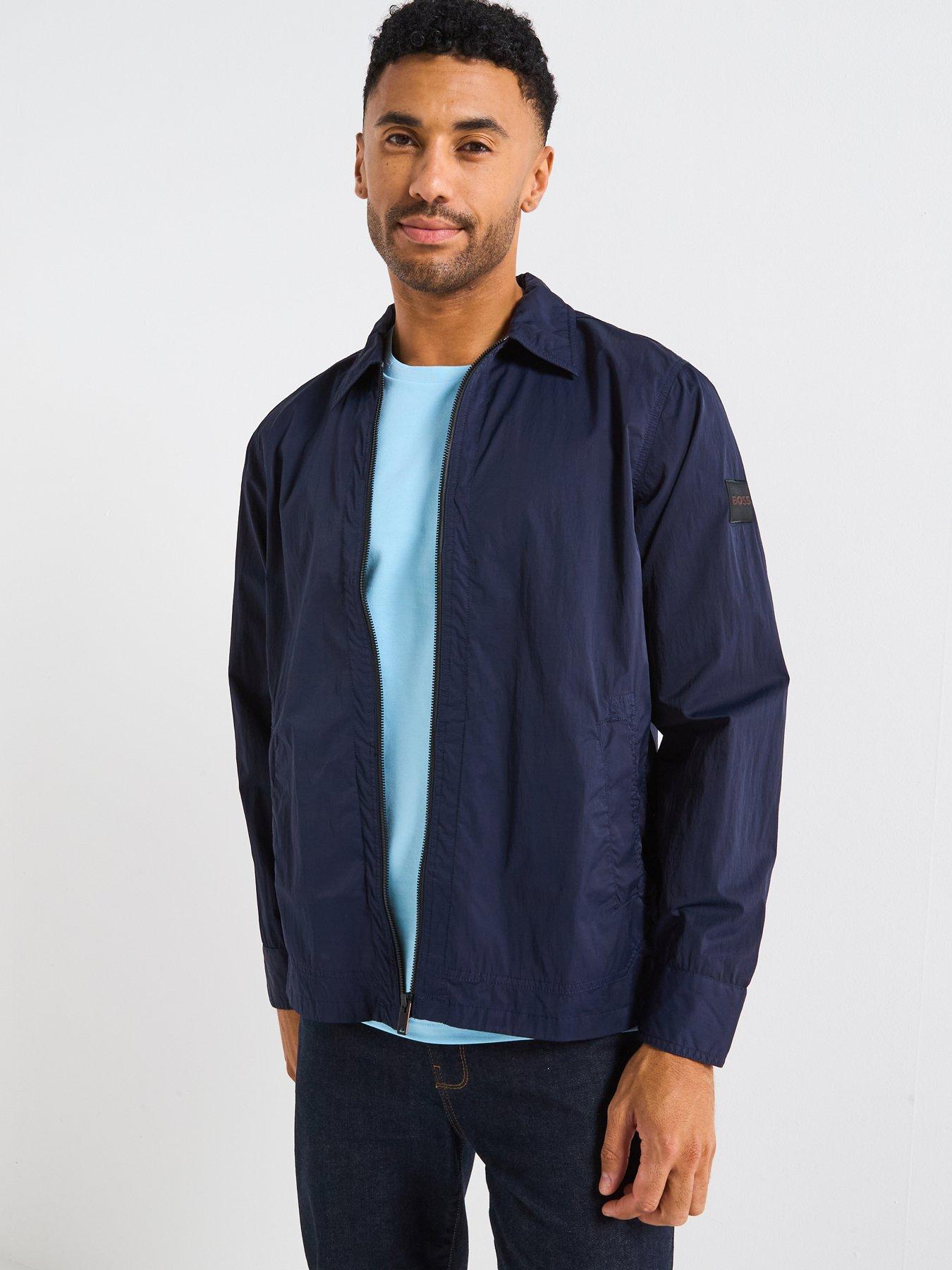 BOSS Leejay 1 M Nylon Zip Through Overshirt - Navy