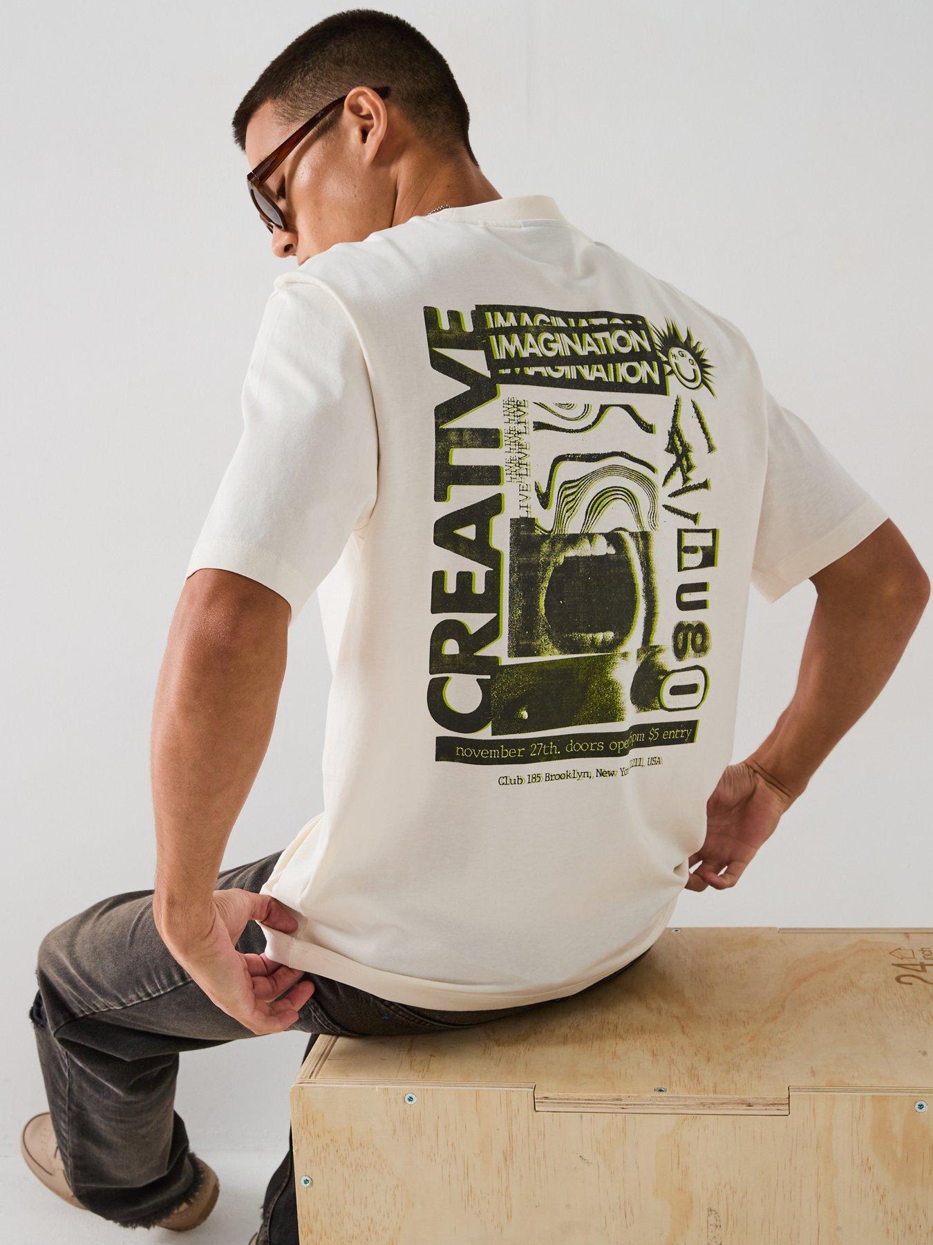 Image 5 of 6 of HUGO Blue Nylix Relaxed Fit Smiley Face T-Shirt - Off White