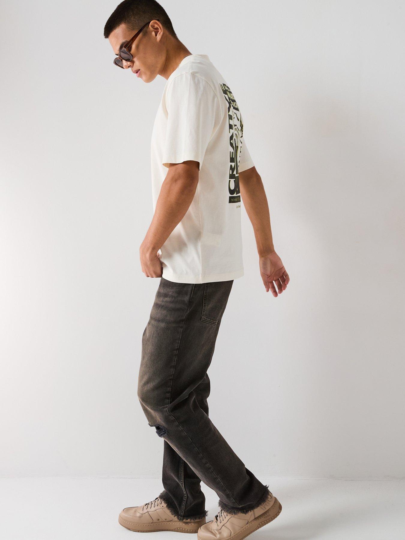 Image 6 of 6 of HUGO Blue Nylix Relaxed Fit Smiley Face T-Shirt - Off White