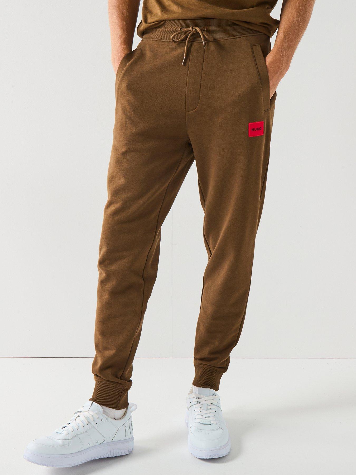 hugo-red-patch-logo-cuff-joggers-brown