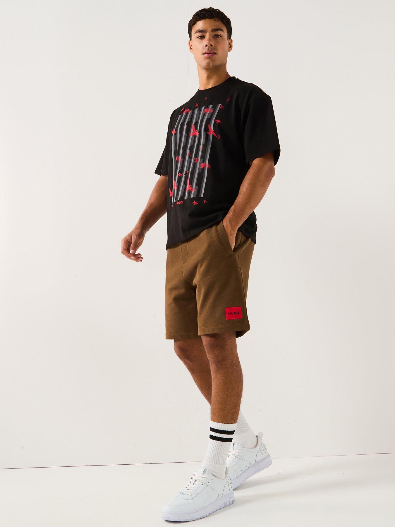 Image 5 of 5 of HUGO Diz Red Patch Logo Jersey Shorts - Brown