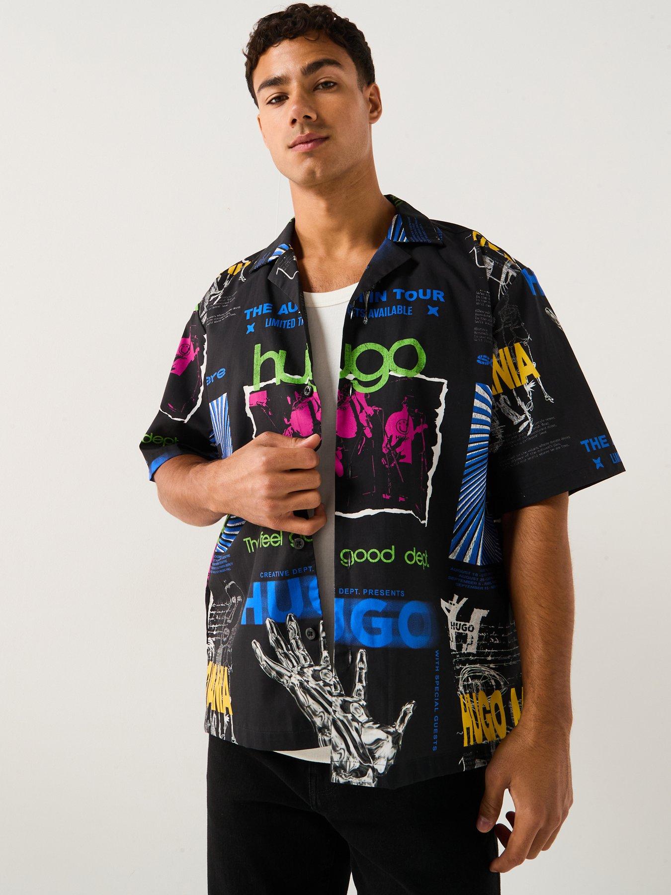 HUGO Blue Eligino Relaxed Fit Shirt - Black