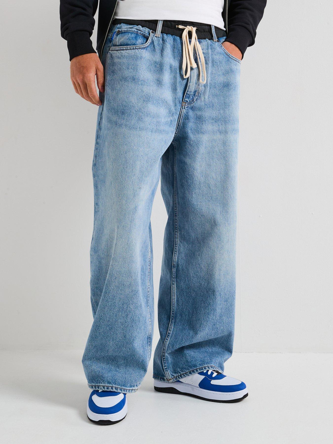 HUGO Blue Draisen Oversized Fit Loose Jeans - Light Blue