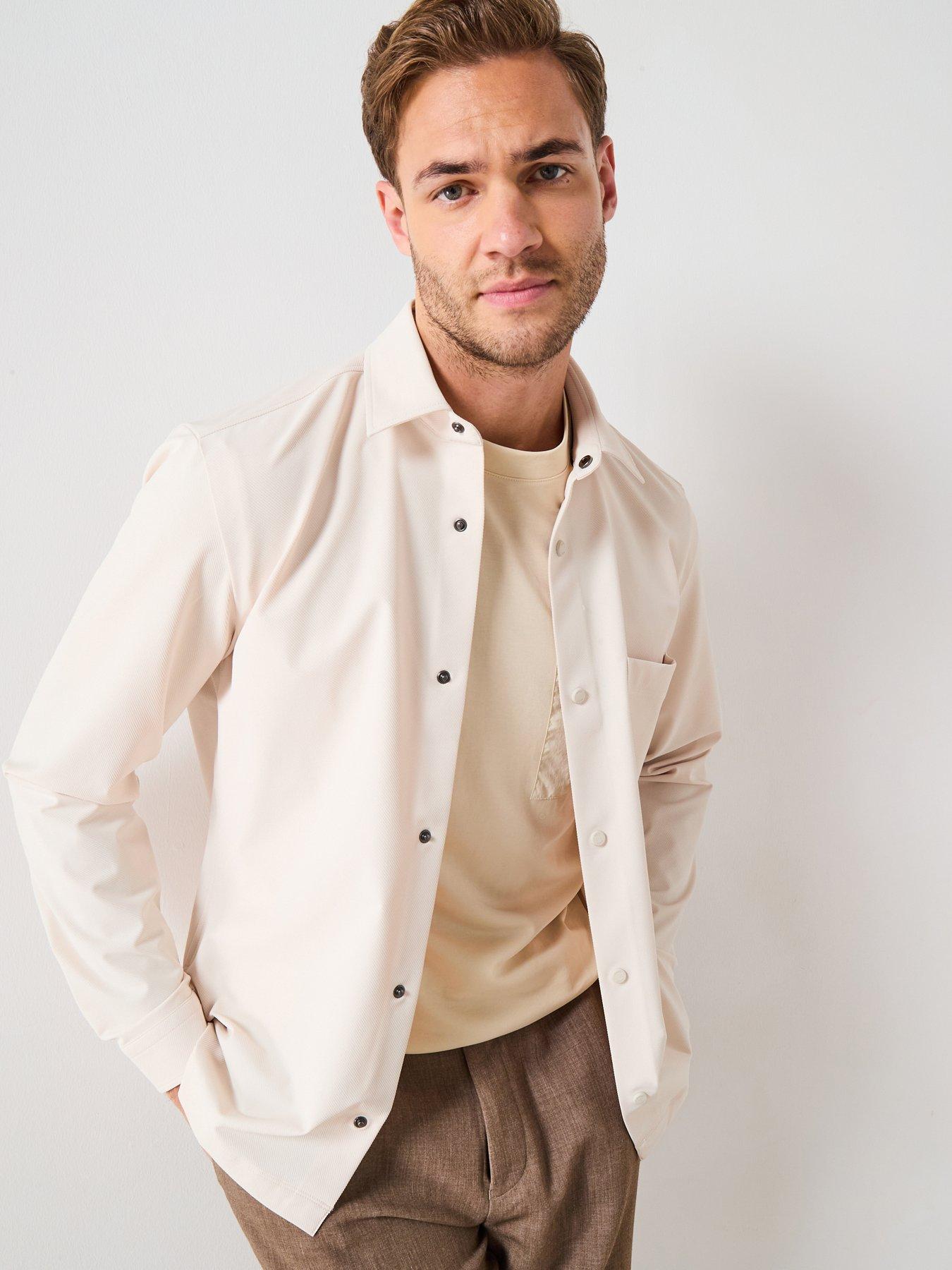 BOSS P-Leo Relaxed Fit Performance Tech Overshirt - Natural