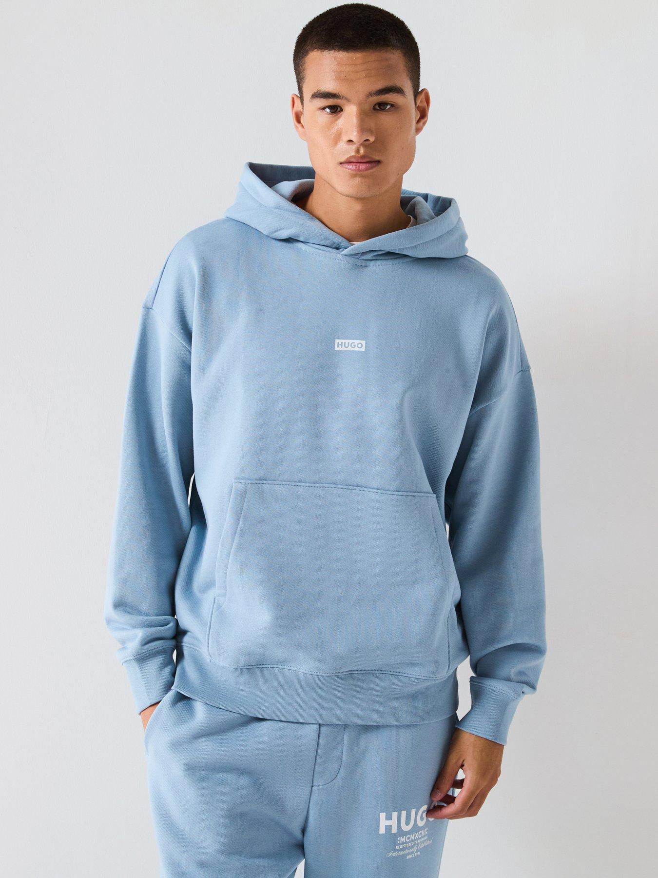 HUGO Blue Nazardo Oversized International Logo Hoodie - Light Blue