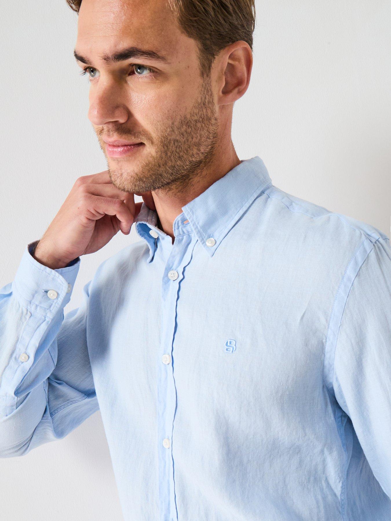 undefined H-Roan Button Down Slim Fit Shirt - Light Blue