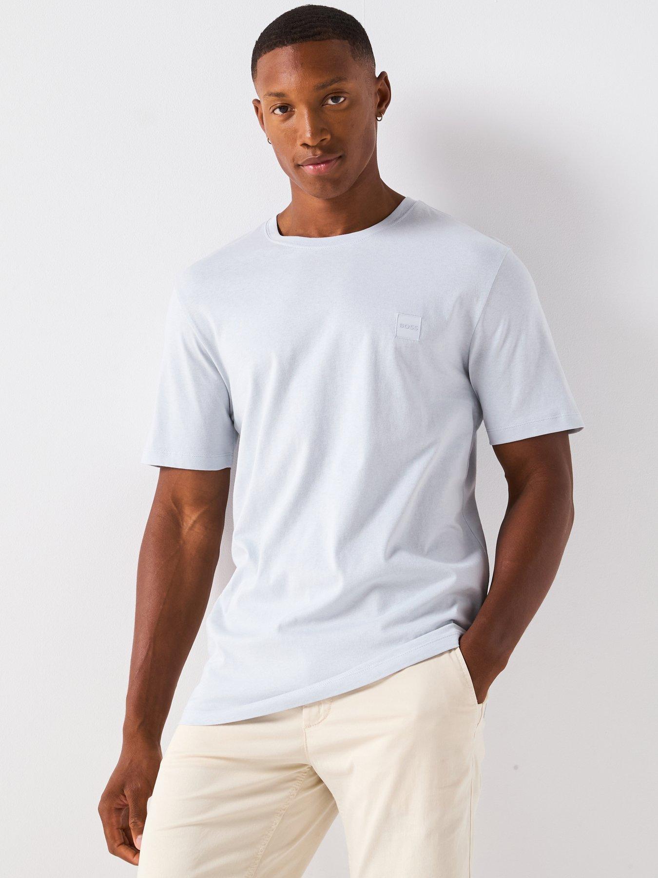 BOSS Tales Tonal Logo Relaxed Fit T-Shirt - Light Grey