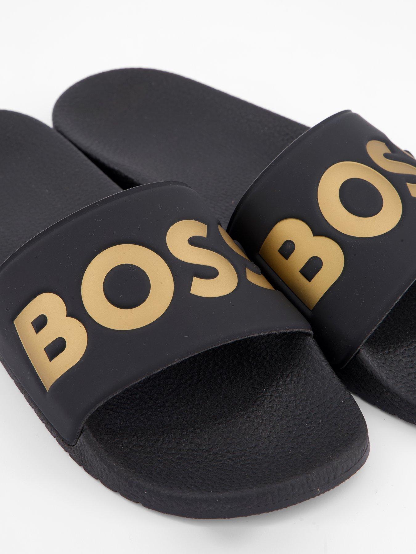 Image 5 of 6 of BOSS Aryeh Contrast Logo Slide - Black/Gold