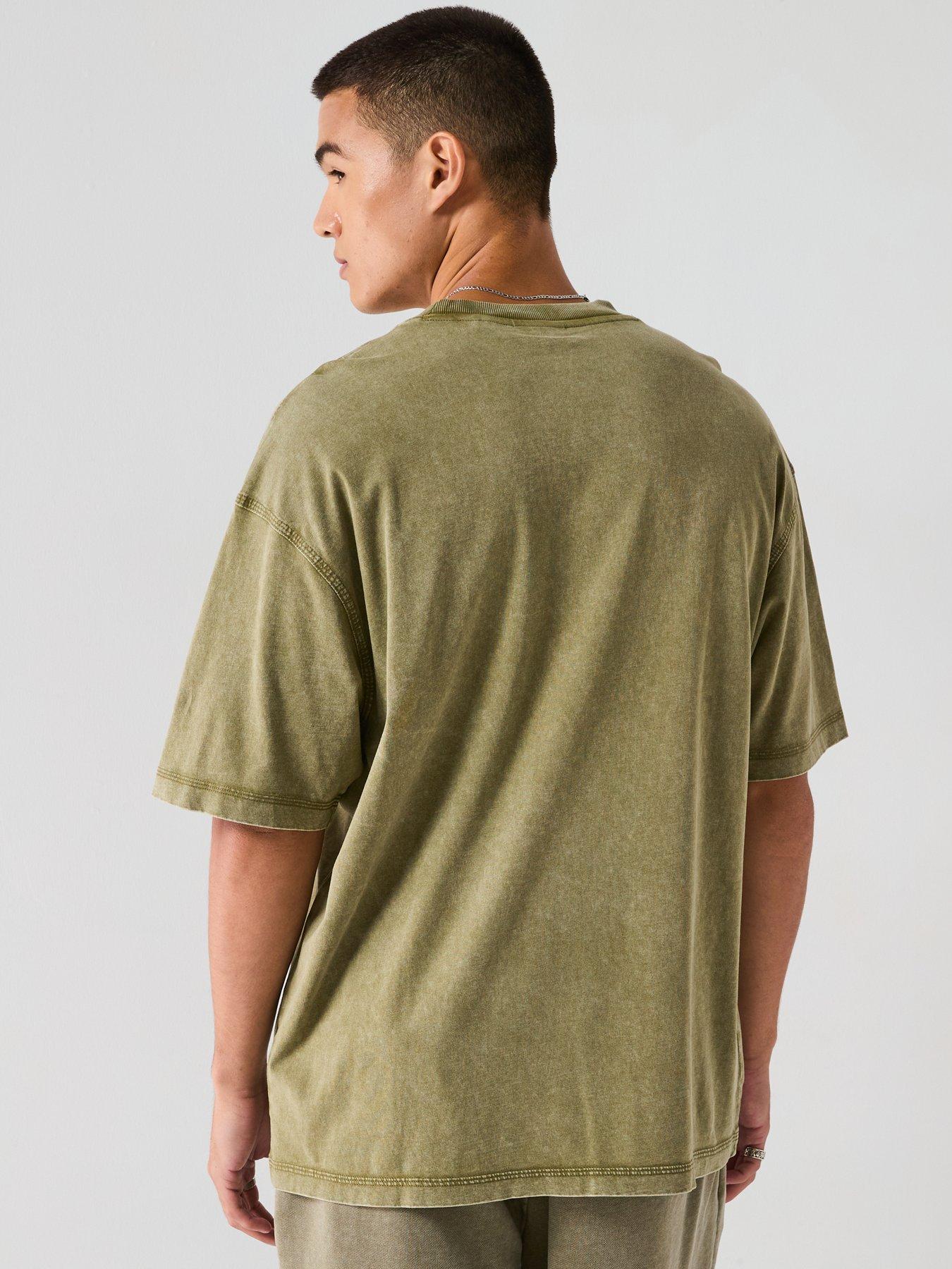 hugo-nebute-washed-loose-fit-centre-logo-t-shirt-greenstillFront