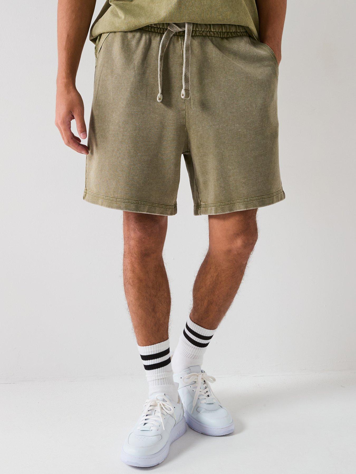 HUGO Blue Nebusho Relaxed Fit Washed Jersey Shorts - Green